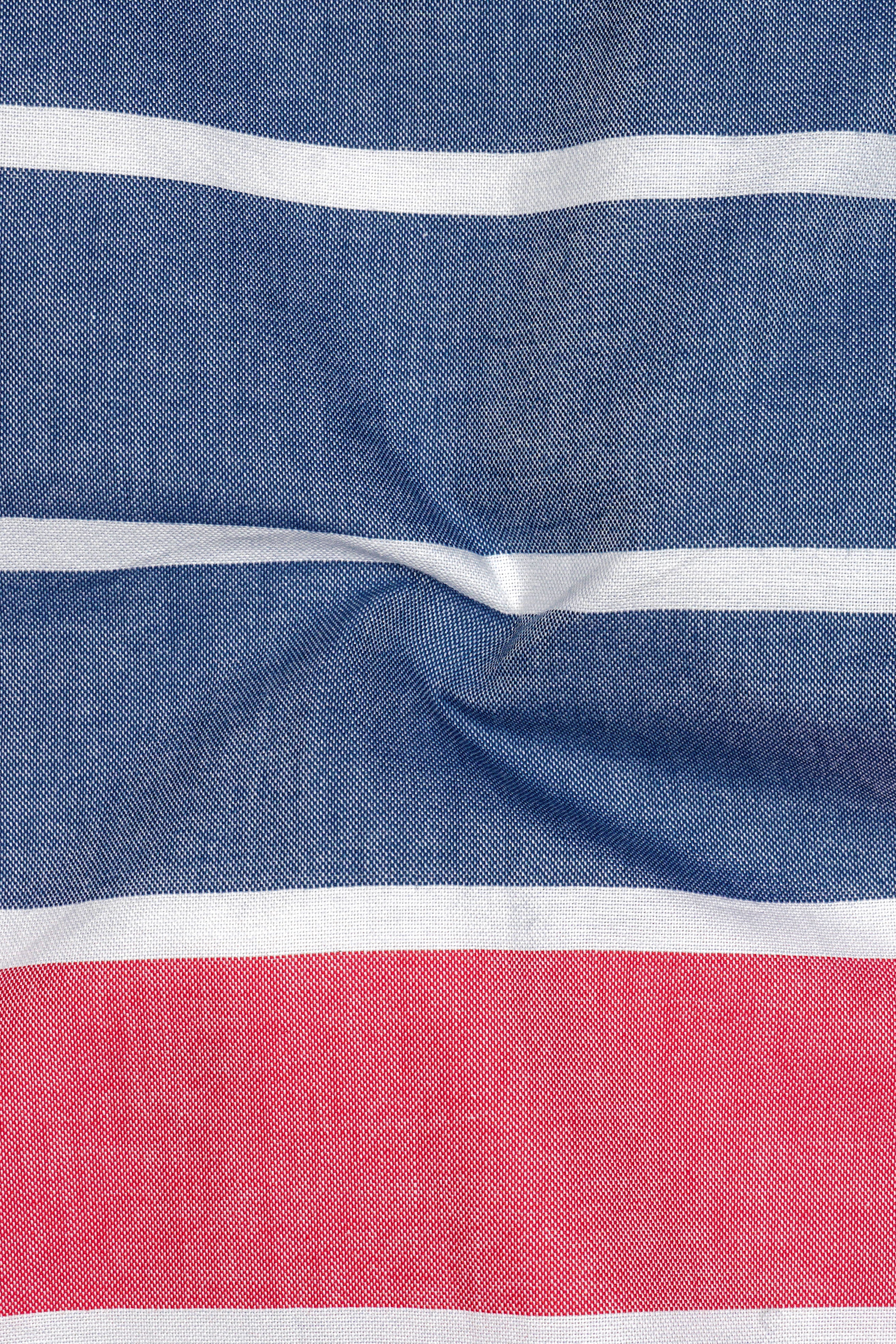 Aurivor-Cranberry Pink And Anzac Yellow Striped Oxford Premium Cotton Lounge Pant
