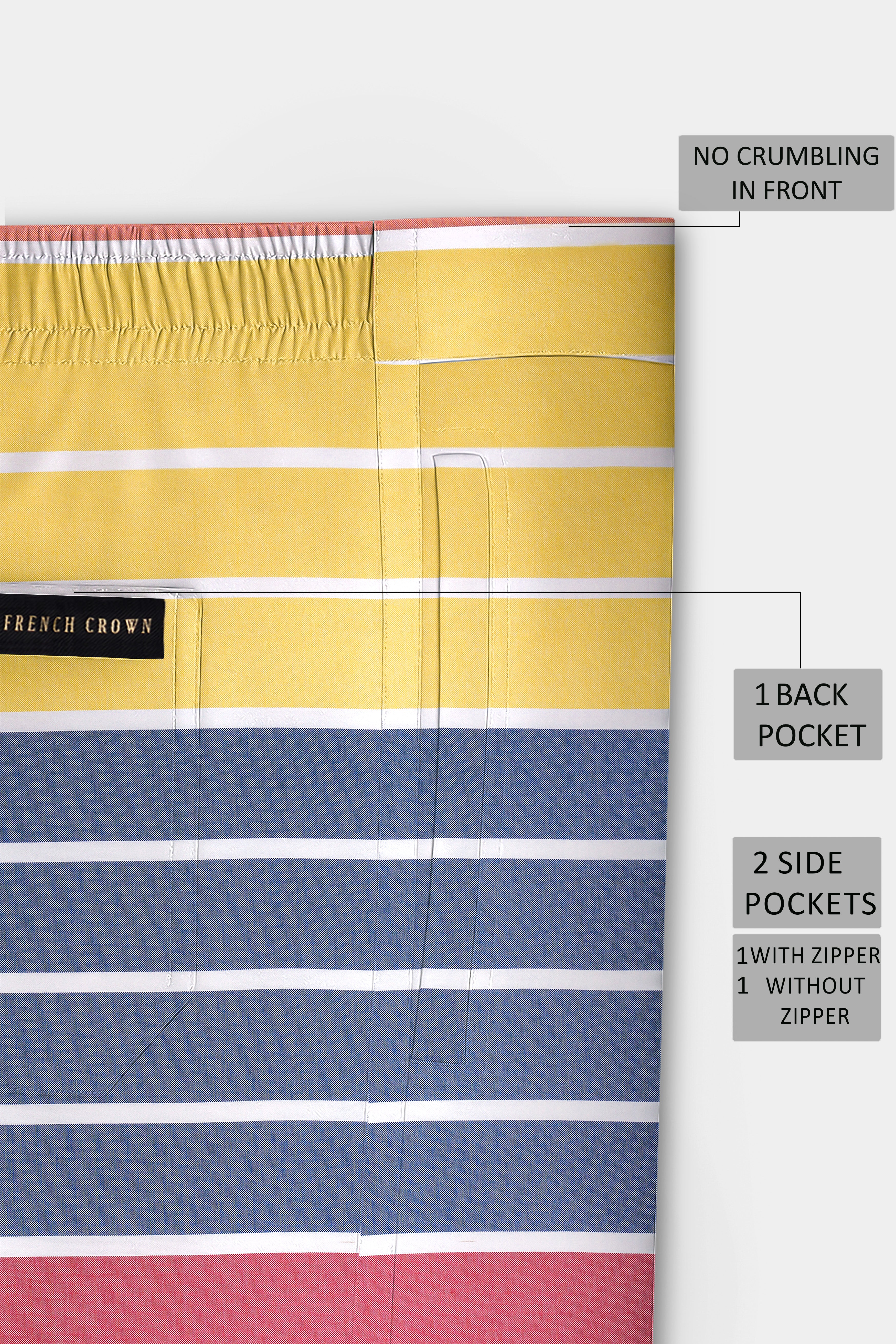 Aurivor-Cranberry Pink And Anzac Yellow Striped Oxford Premium Cotton Lounge Pant