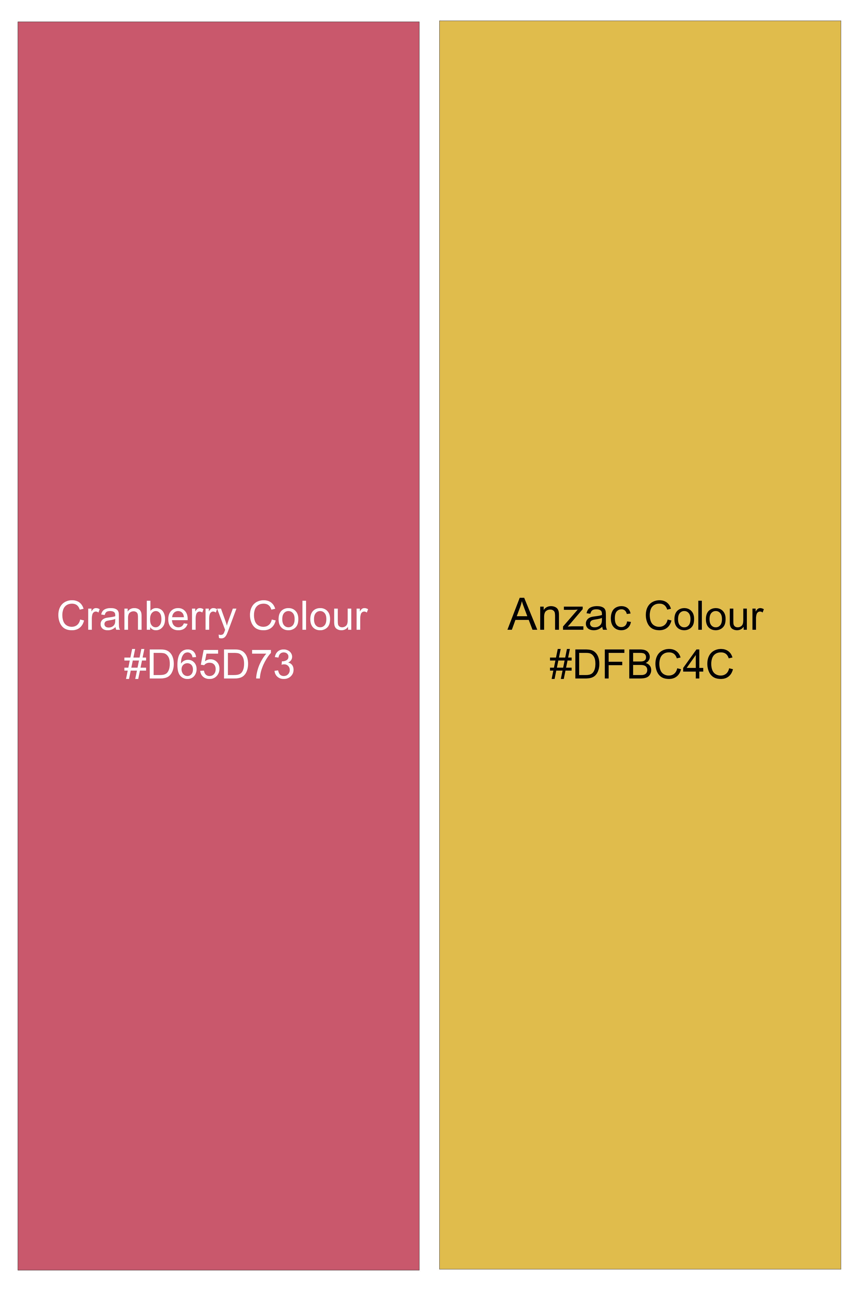 Aurivor-Cranberry Pink And Anzac Yellow Striped Oxford Premium Cotton Lounge Pant