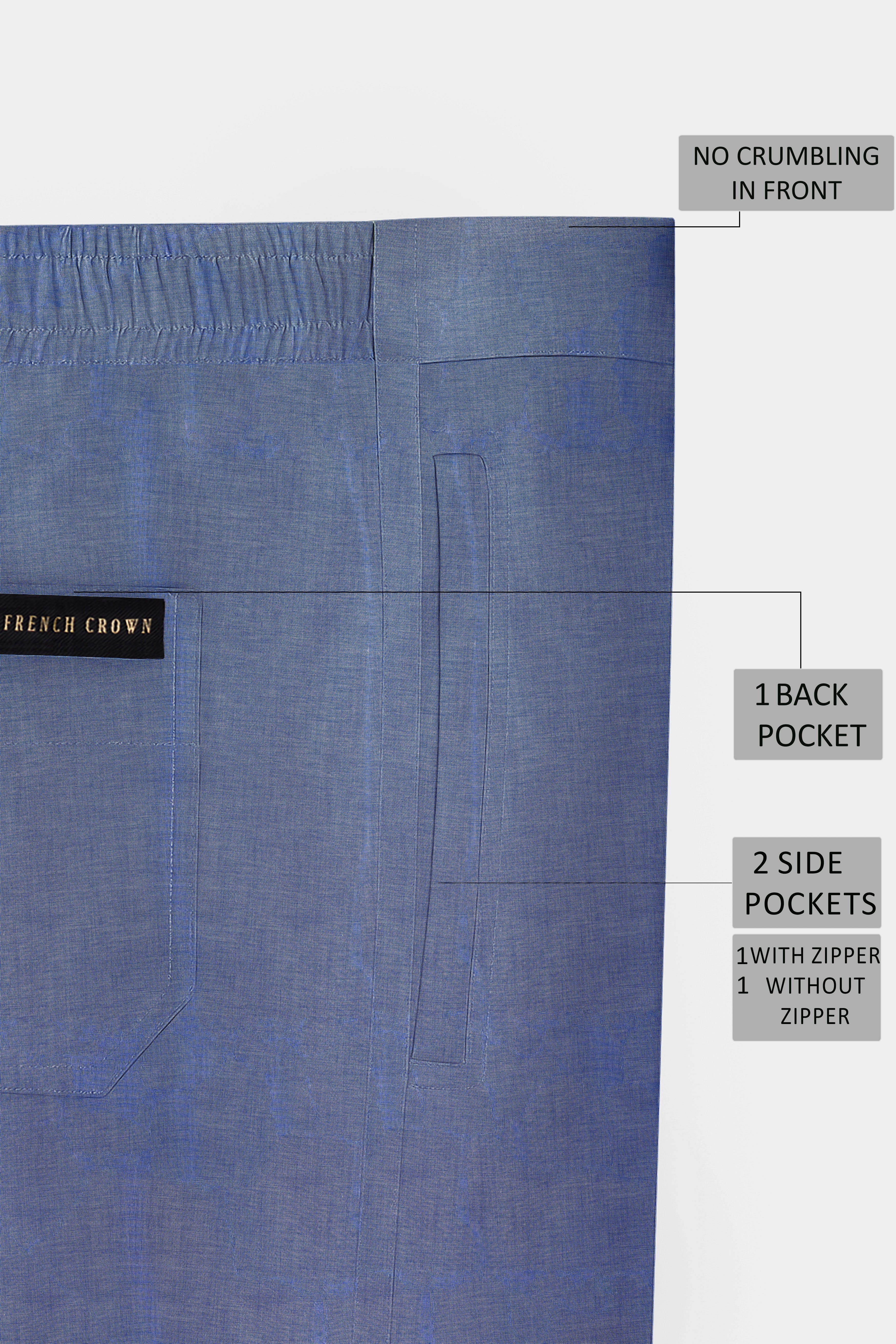 Zenyra-Faded Blue Textured Super Soft Chambray Premium Cotton Lounge Pant