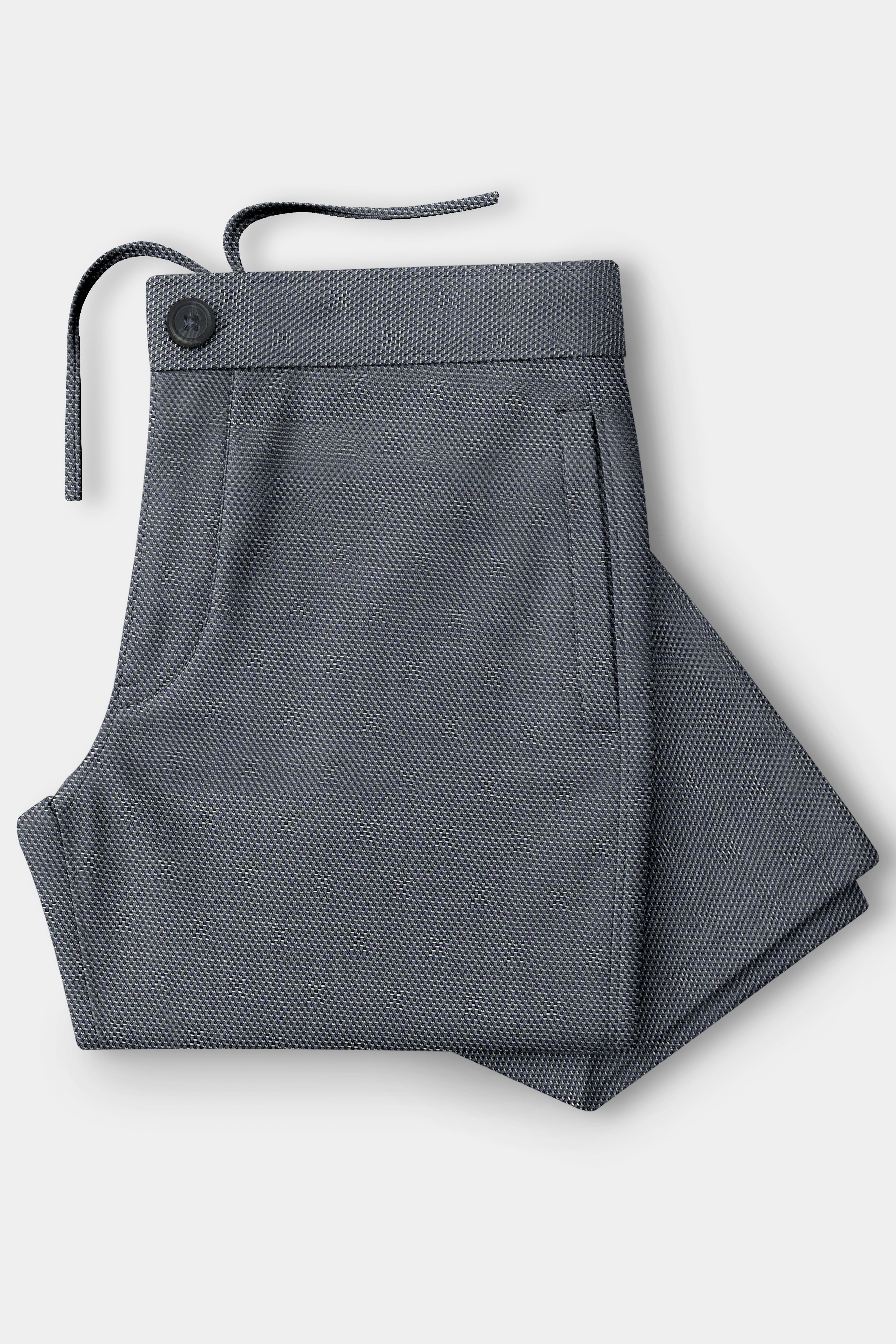 Grisora-Iridium Gray Dobby Textured Premium Cotton Lounge Pant