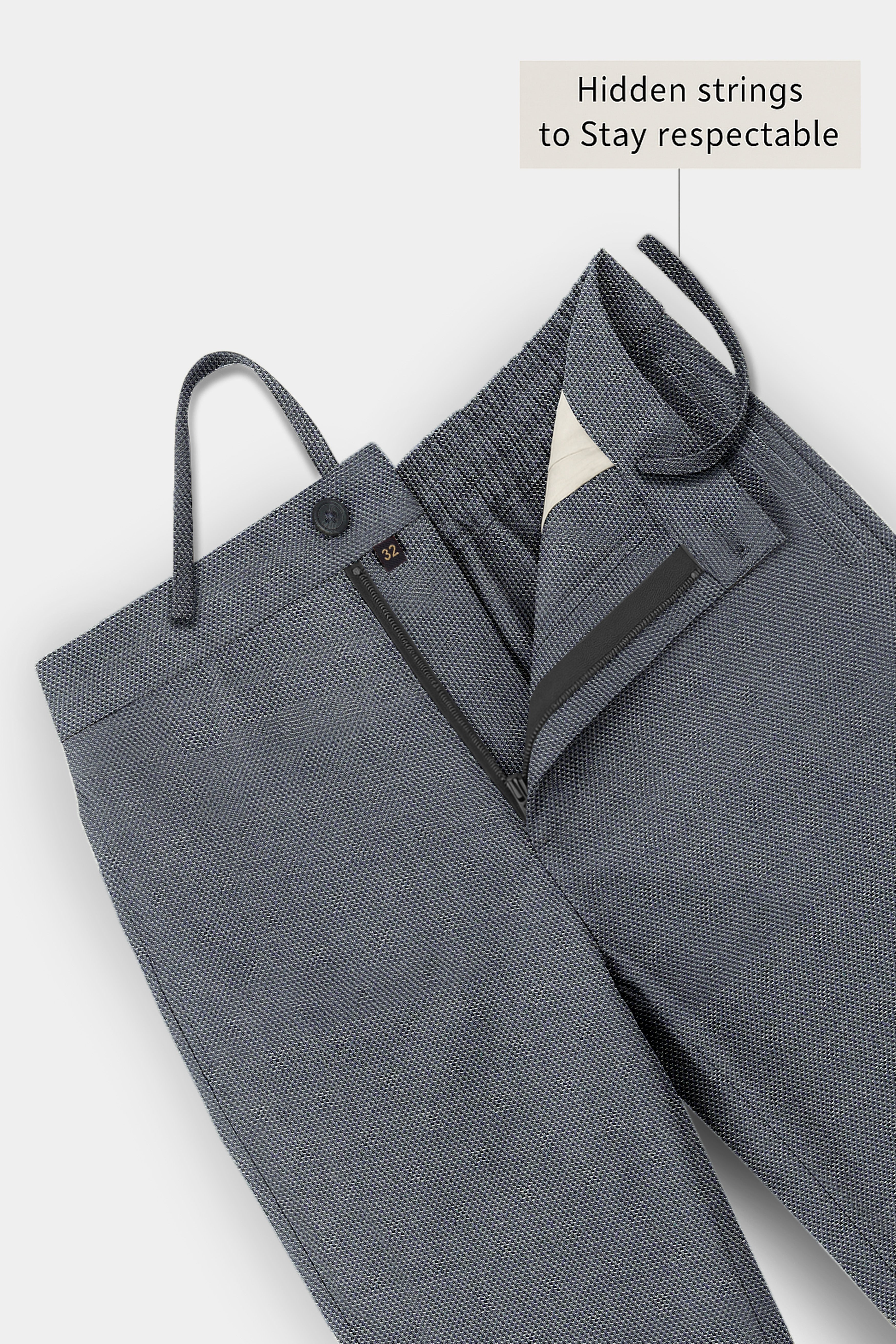 Grisora-Iridium Gray Dobby Textured Premium Cotton Lounge Pant