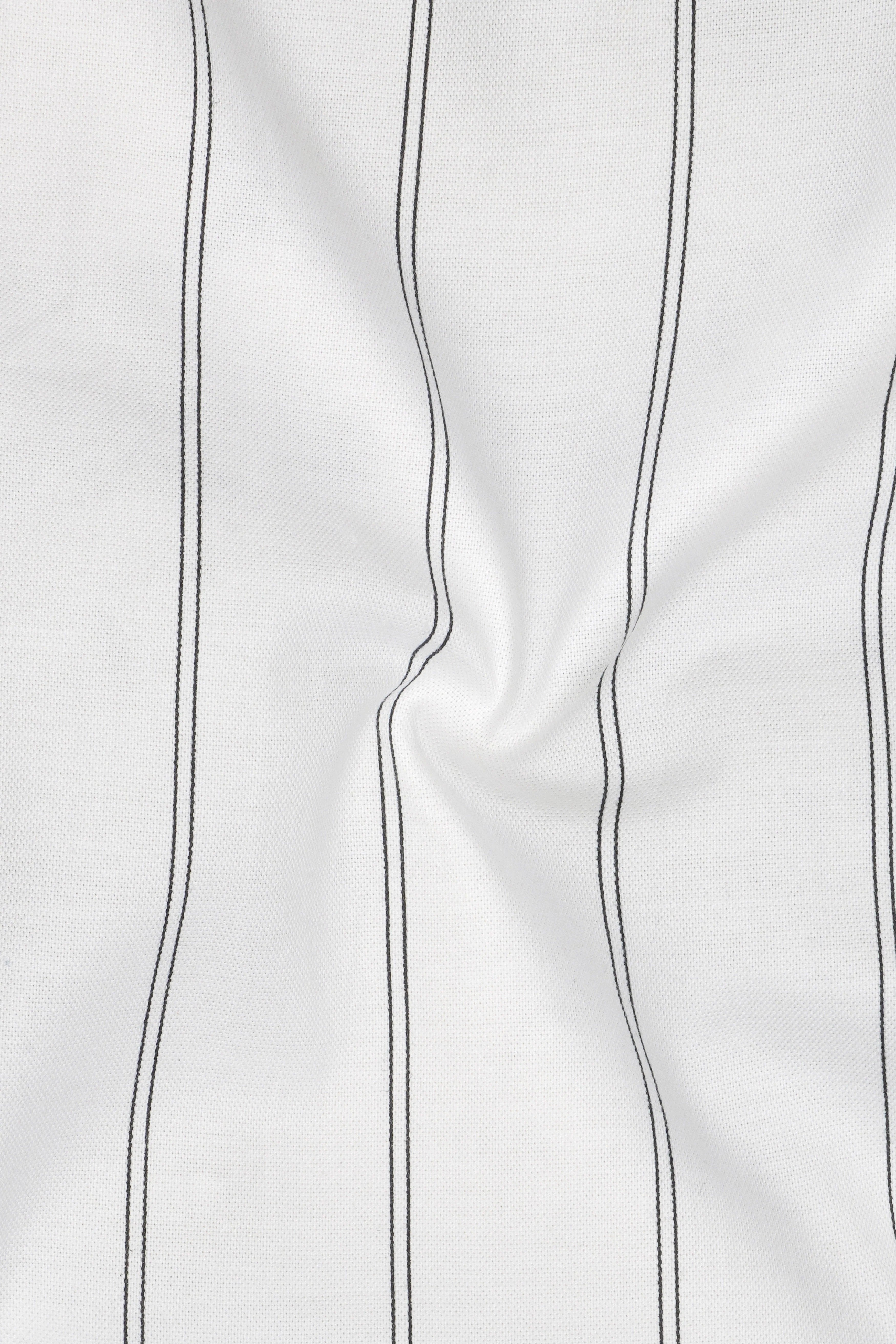 Striona-Bright White Striped Oxford Premium Cotton Lounge Pant