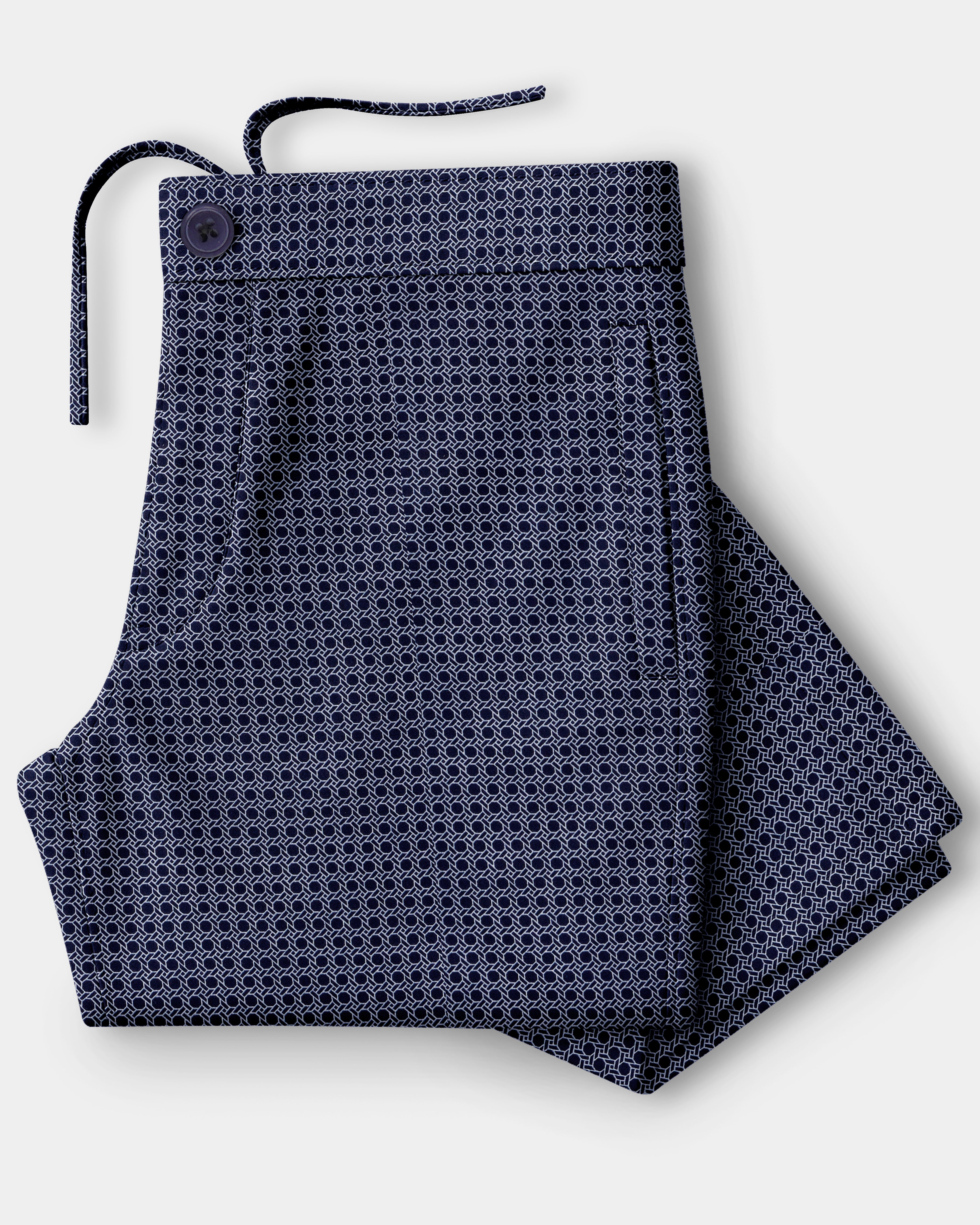 Cirvara-Ebony Blue Geometric Dot Printed Poplin Giza Cotton Lounge Pant