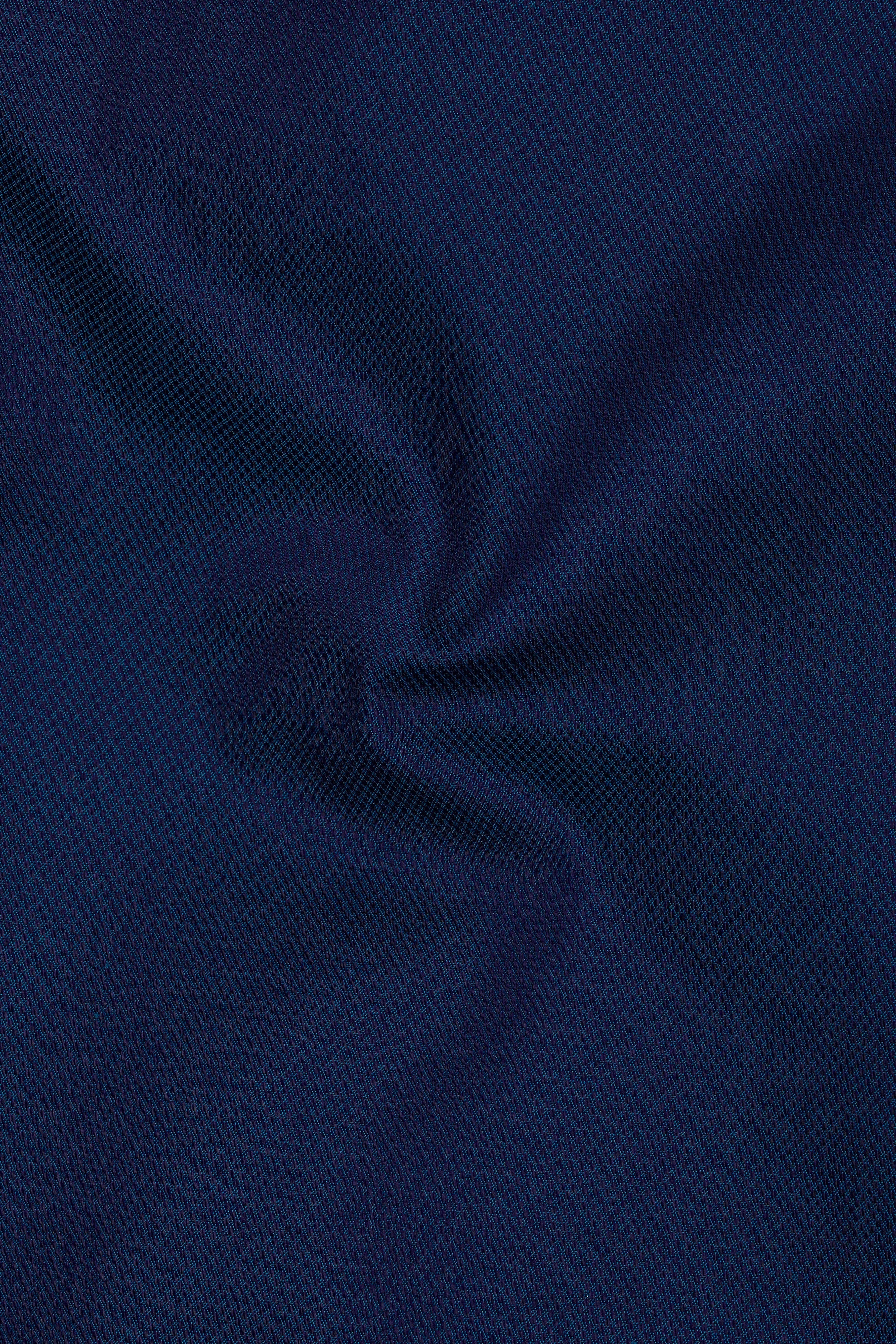Aubivra-Prussian Blue Dobby Textured Premium Cotton Lounge Pant