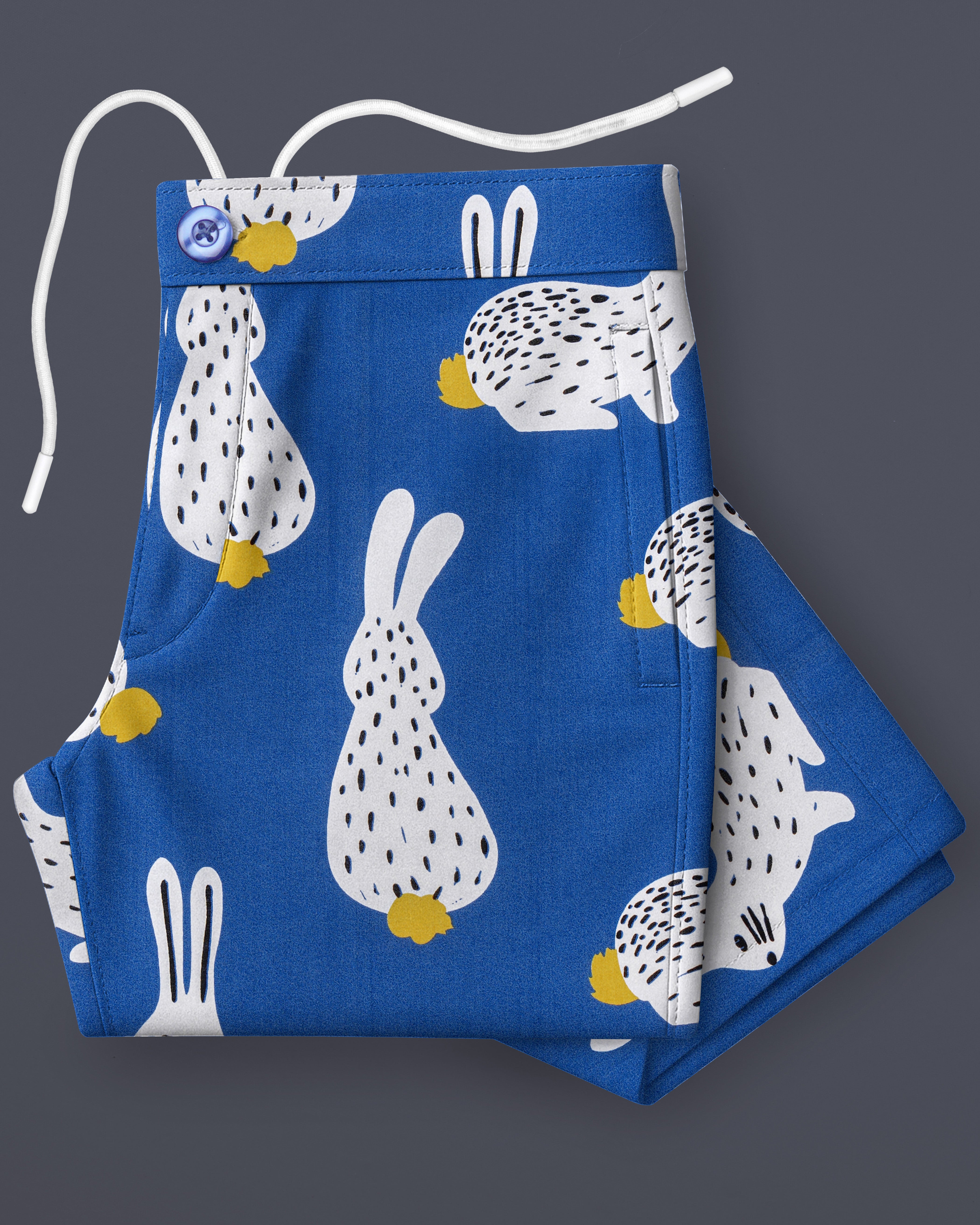 Lapiora-Tory Blue Rabbit Printed Poplin Giza Cotton Lounge Pant