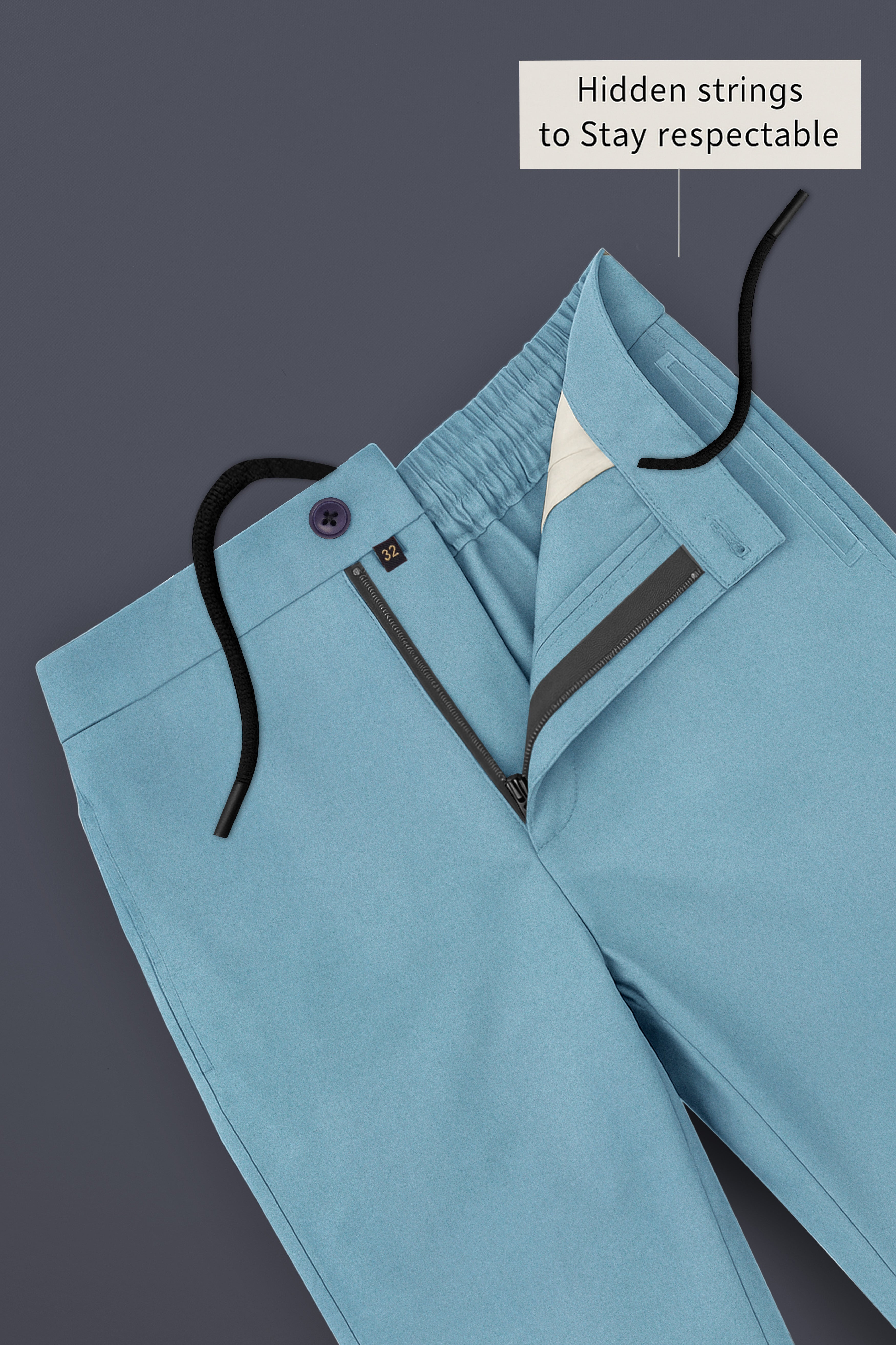 Lumivra-Gothic Blue Super Soft Poplin Giza Cotton Lounge Pant
