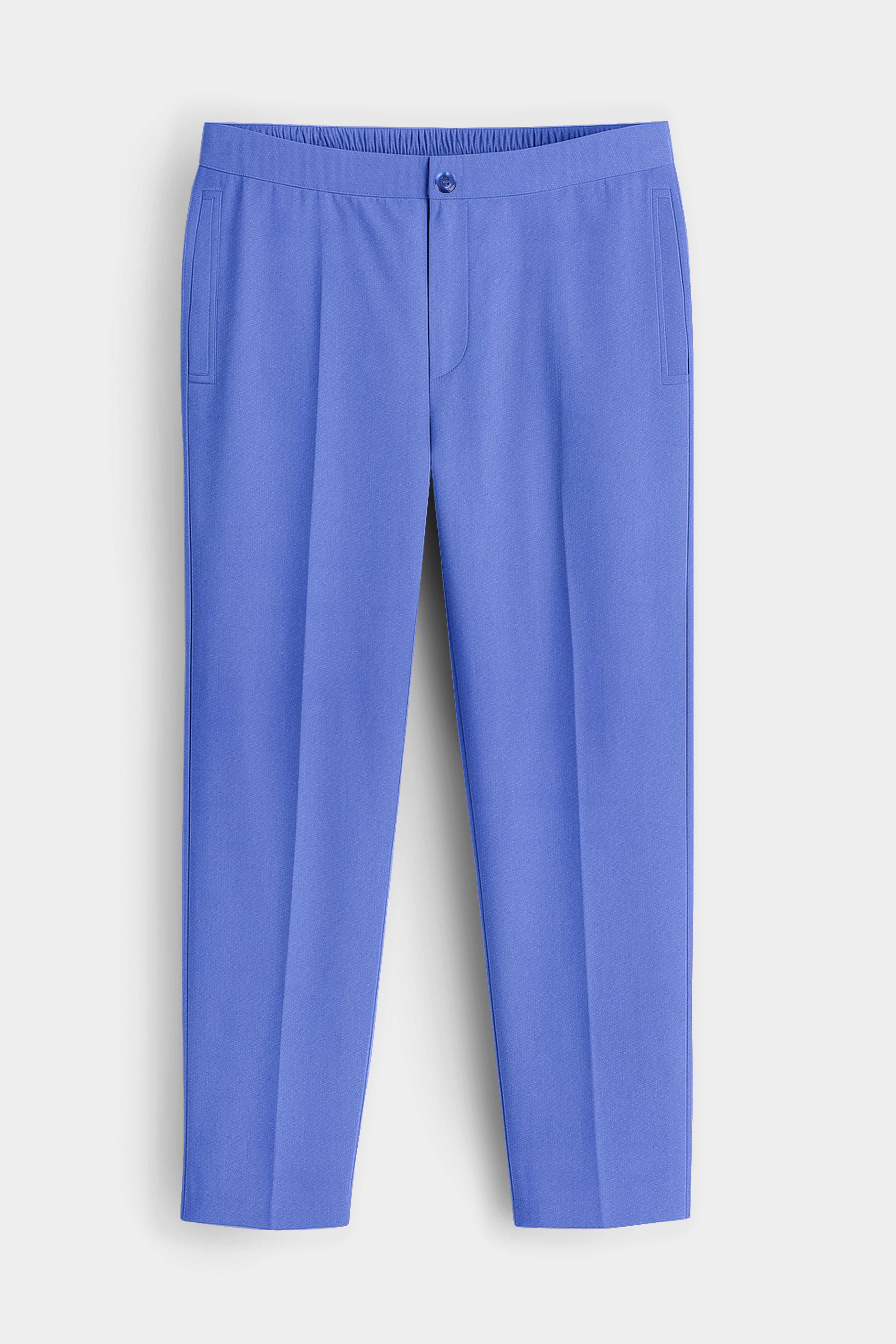 Bluviro-Tufts Blue Zig-Zag Weave Dobby Textured Premium Cotton Lounge Pant