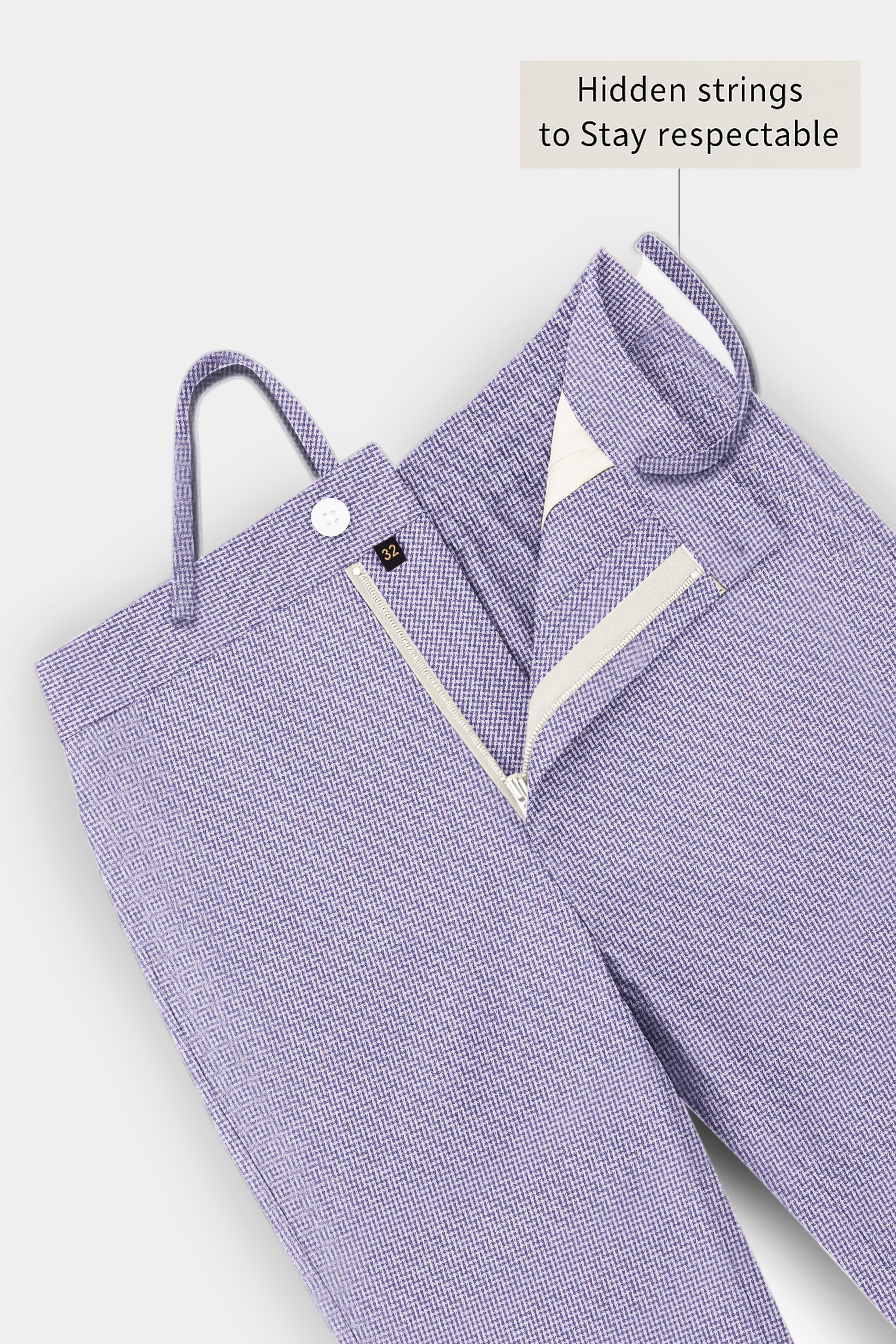 Gridora-Raven Purple Grid Dobby Textured Premium Cotton Lounge Pant