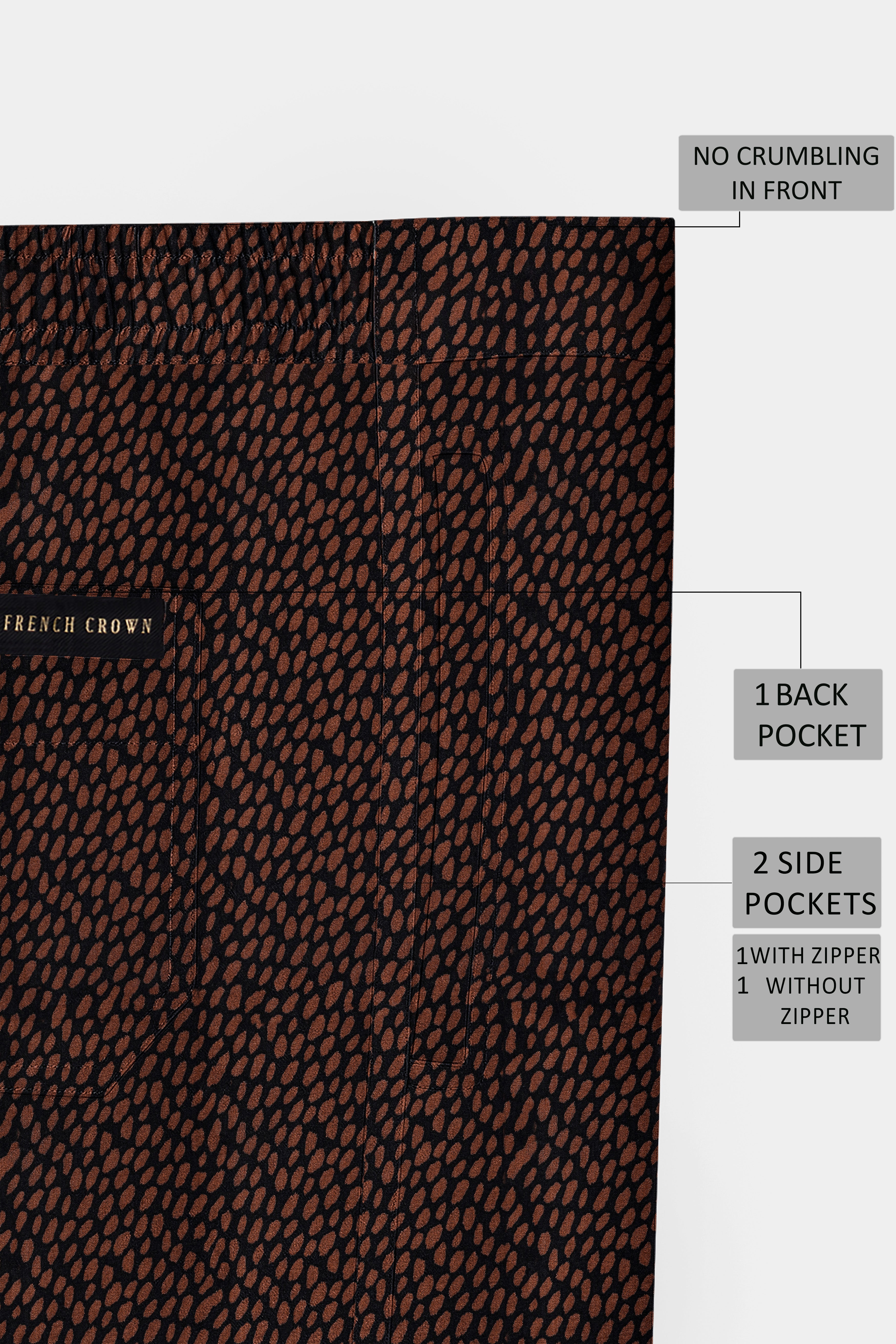 Leovira-Bistre Brown Leopard Pebble Printed Super Soft Premium Tencel Cotton Lounge Pant