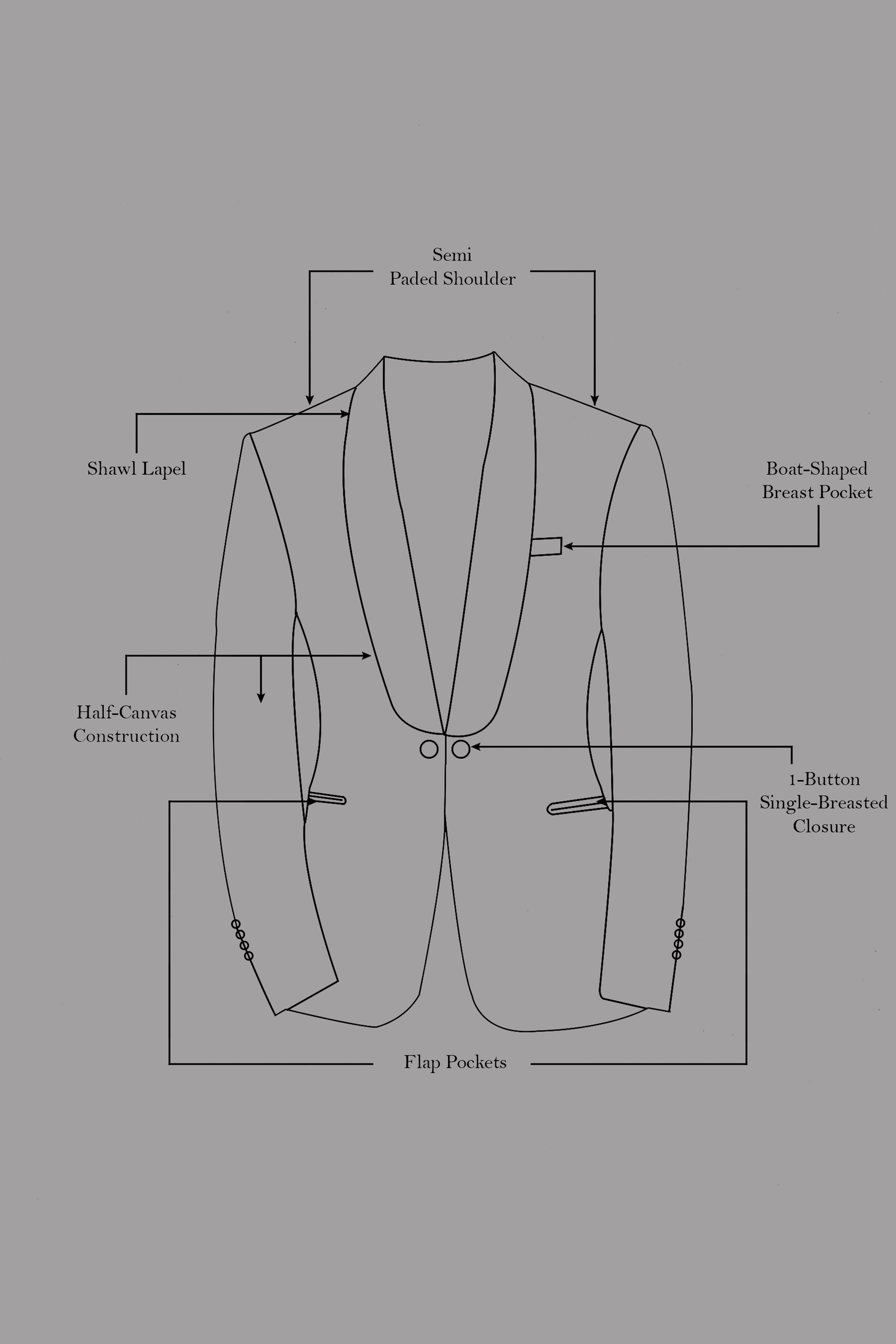 Moon Mist Beige With Black Lapel Stretchable Tuxedo Premium Cotton Traveler Suit