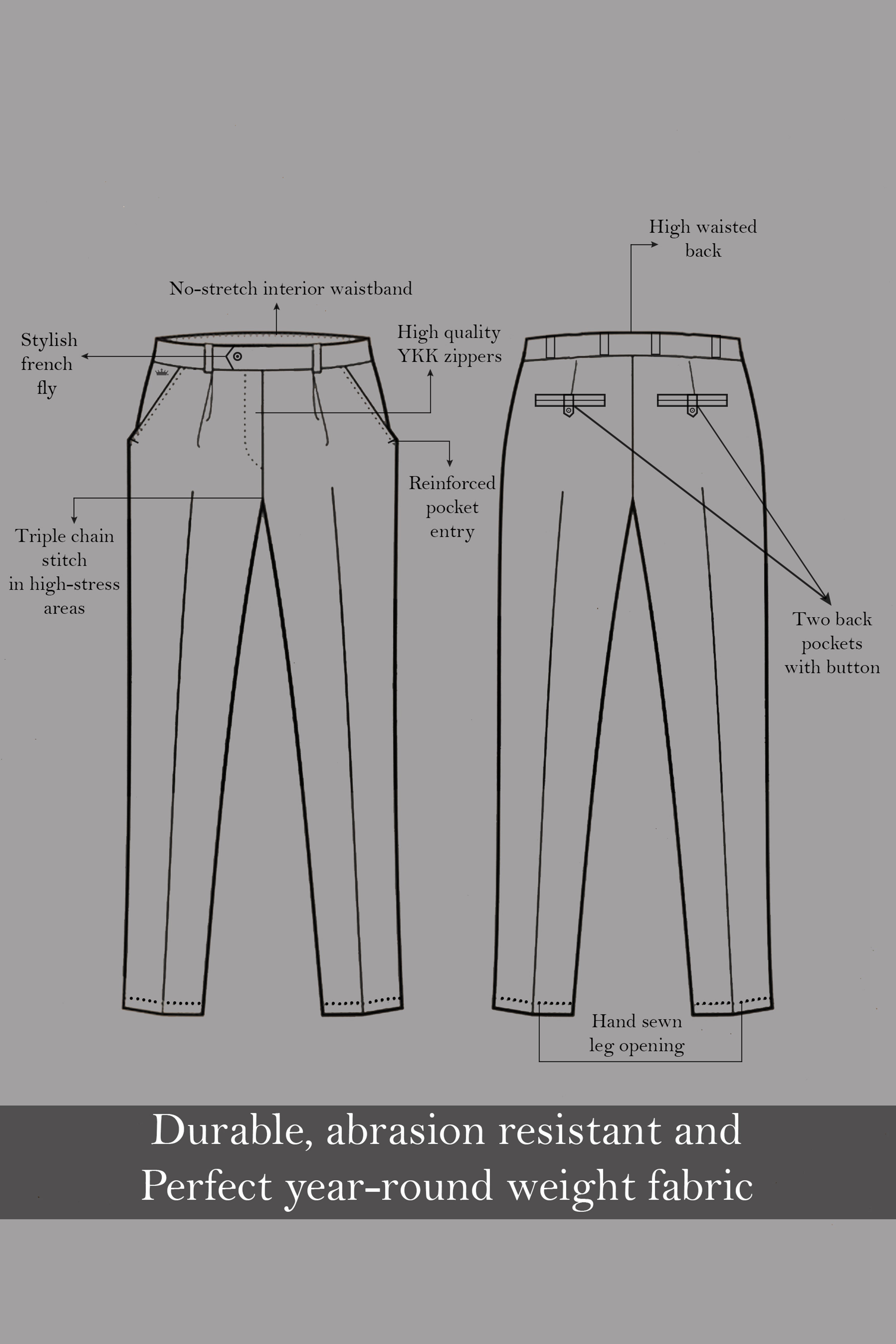 Ironside Gray Stretchable Cross Placket Bandhgala Premium Cotton traveler Suit