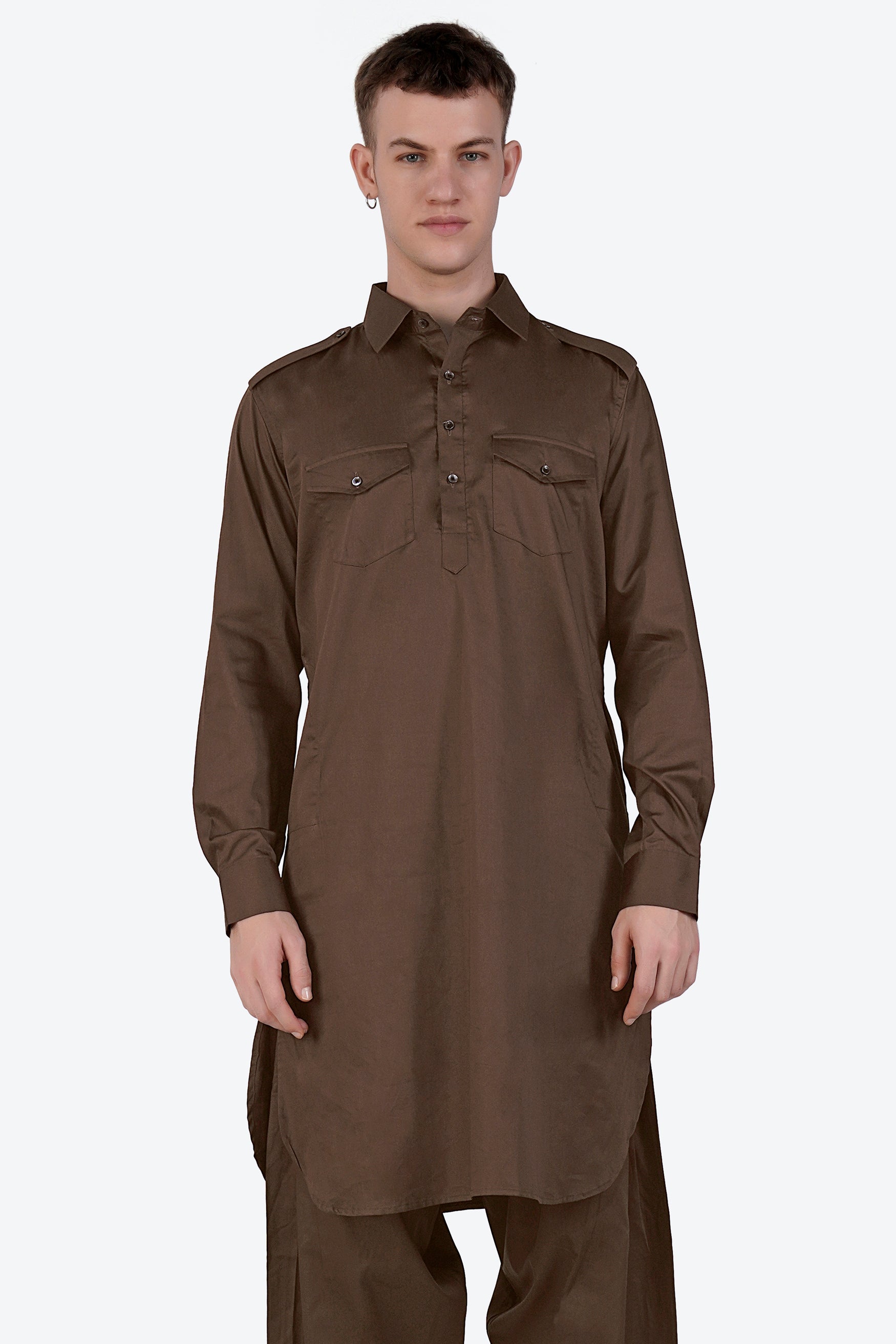 Medium Taupe Brown Subtle Sheen Super Soft Premium Cotton Pathani