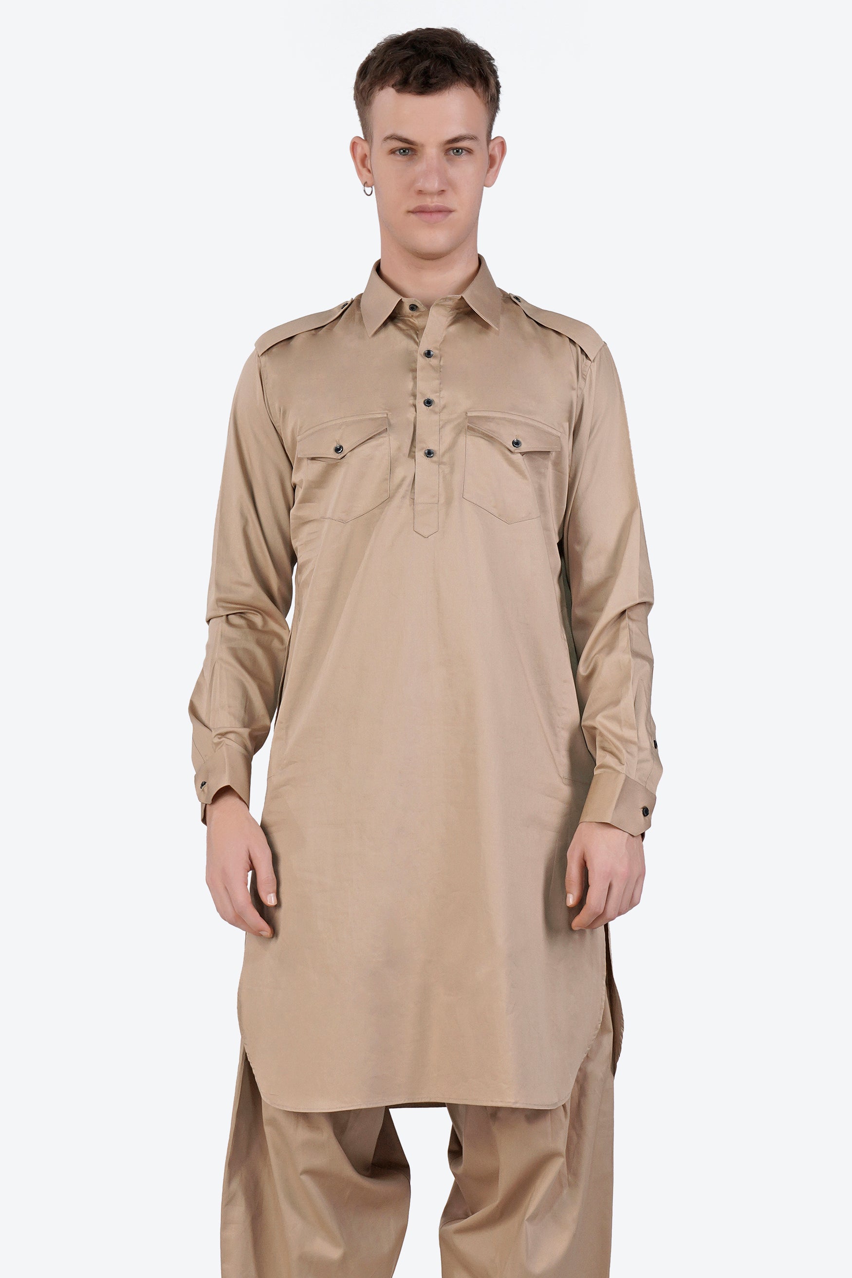 Cashmere Brown Subtle Sheen Super Soft Premium Cotton Pathani