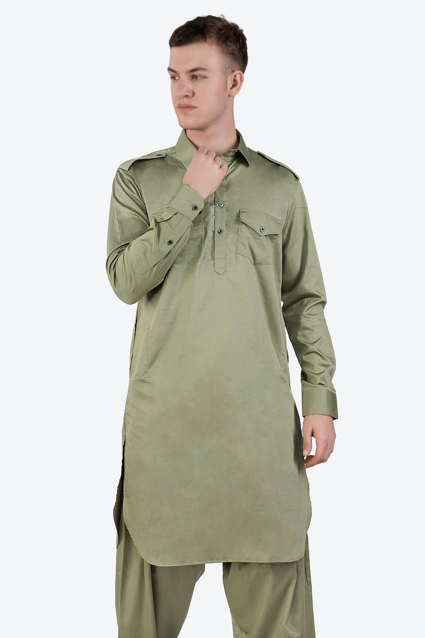 Eagle green Subtle Sheen Super Soft Premium Cotton Pathani