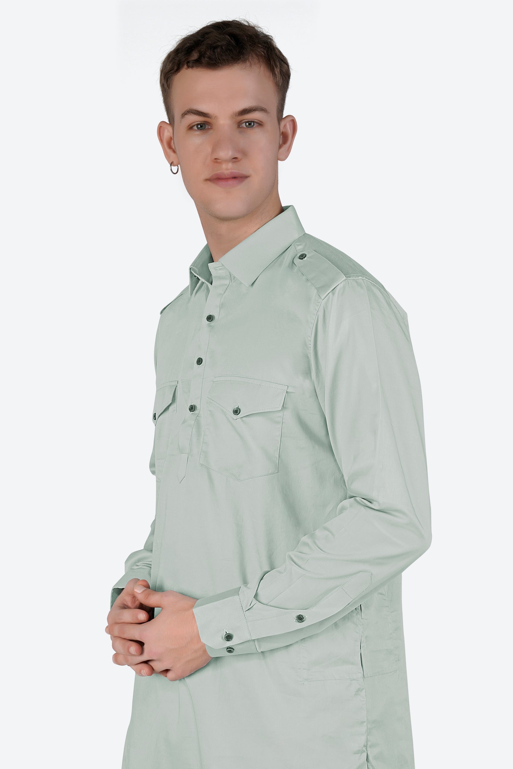 Periglacial Green Subtle Sheen Super Soft Premium Cotton Pathani