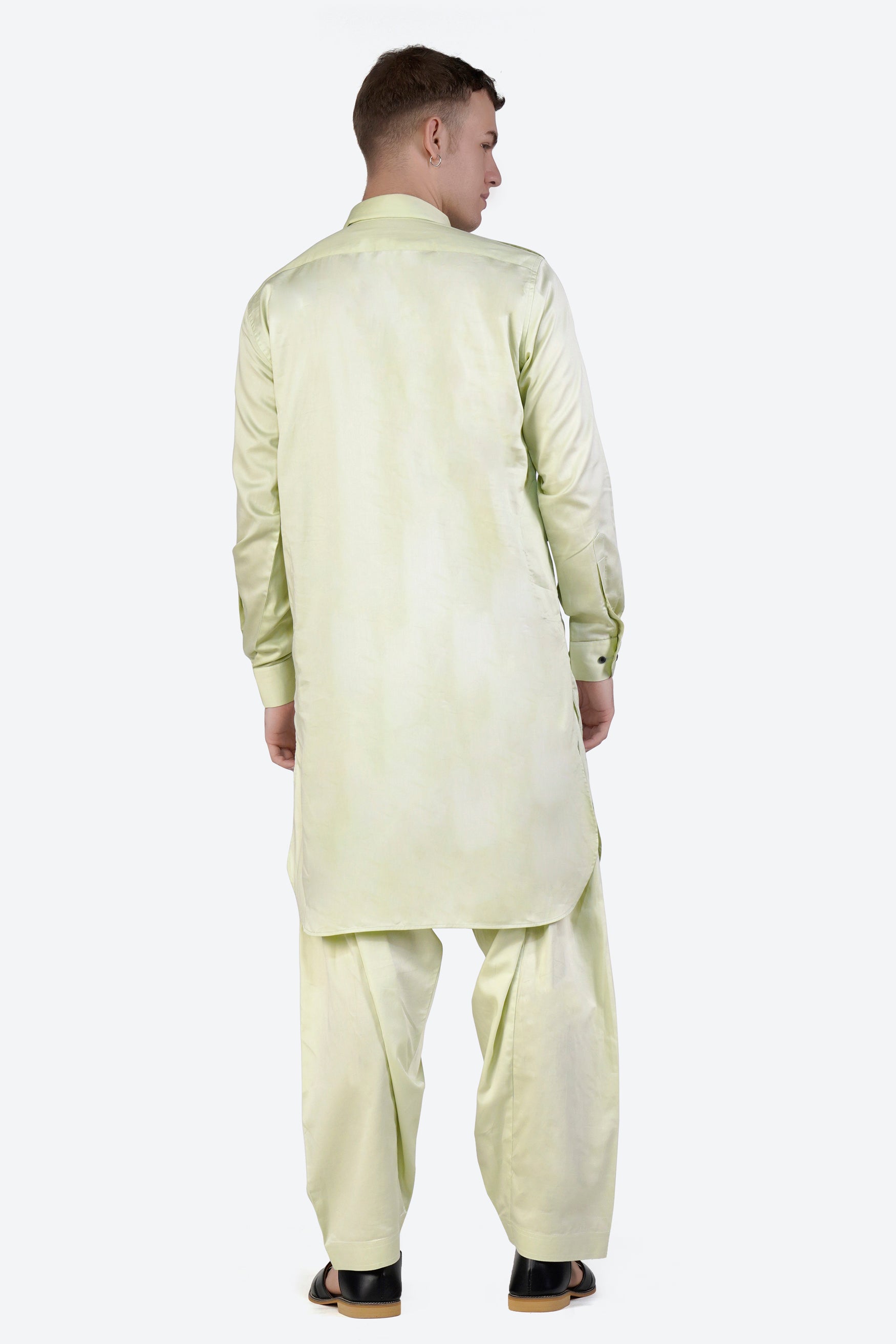 Bone Green Subtle Sheen Super Soft Premium Cotton Pathani Kurta