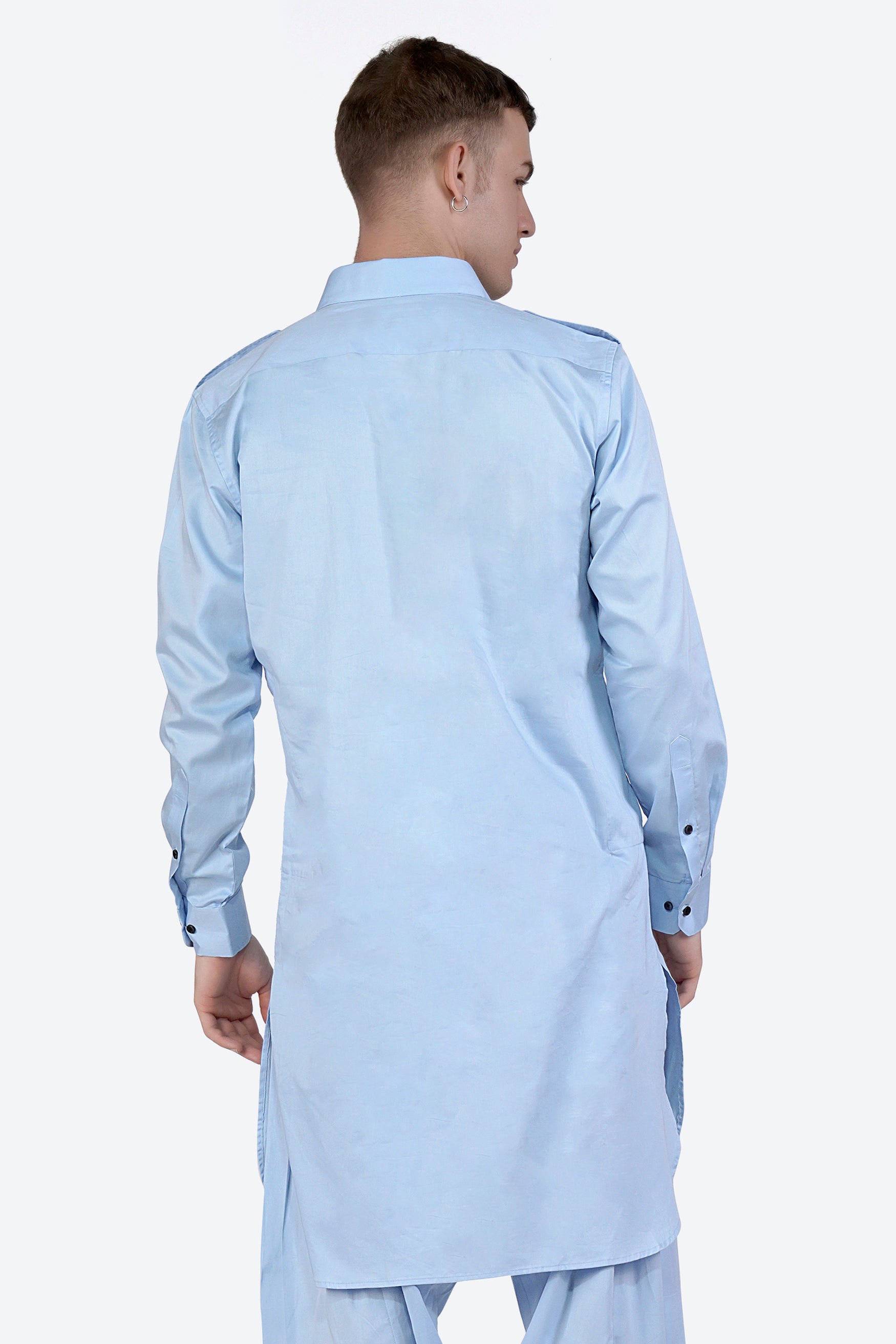Tropical Blue Subtle Sheen Super Soft Premium Cotton Pathani