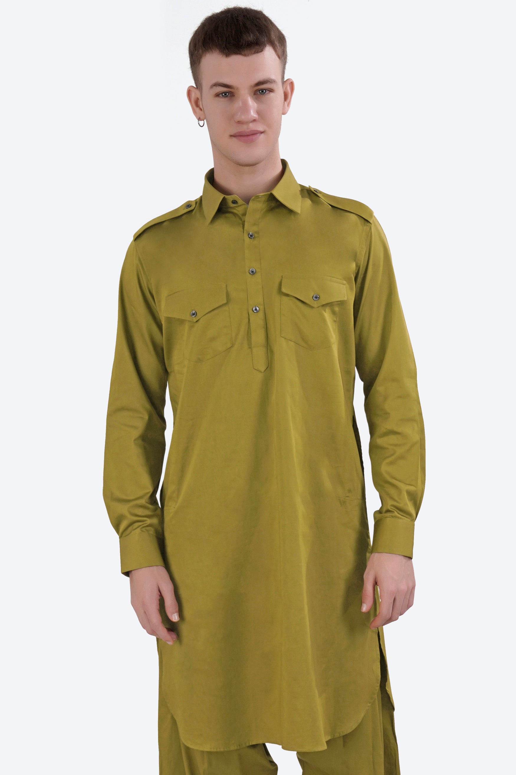 Alpine Green Subtle Sheen Super Soft Premium Cotton Pathani