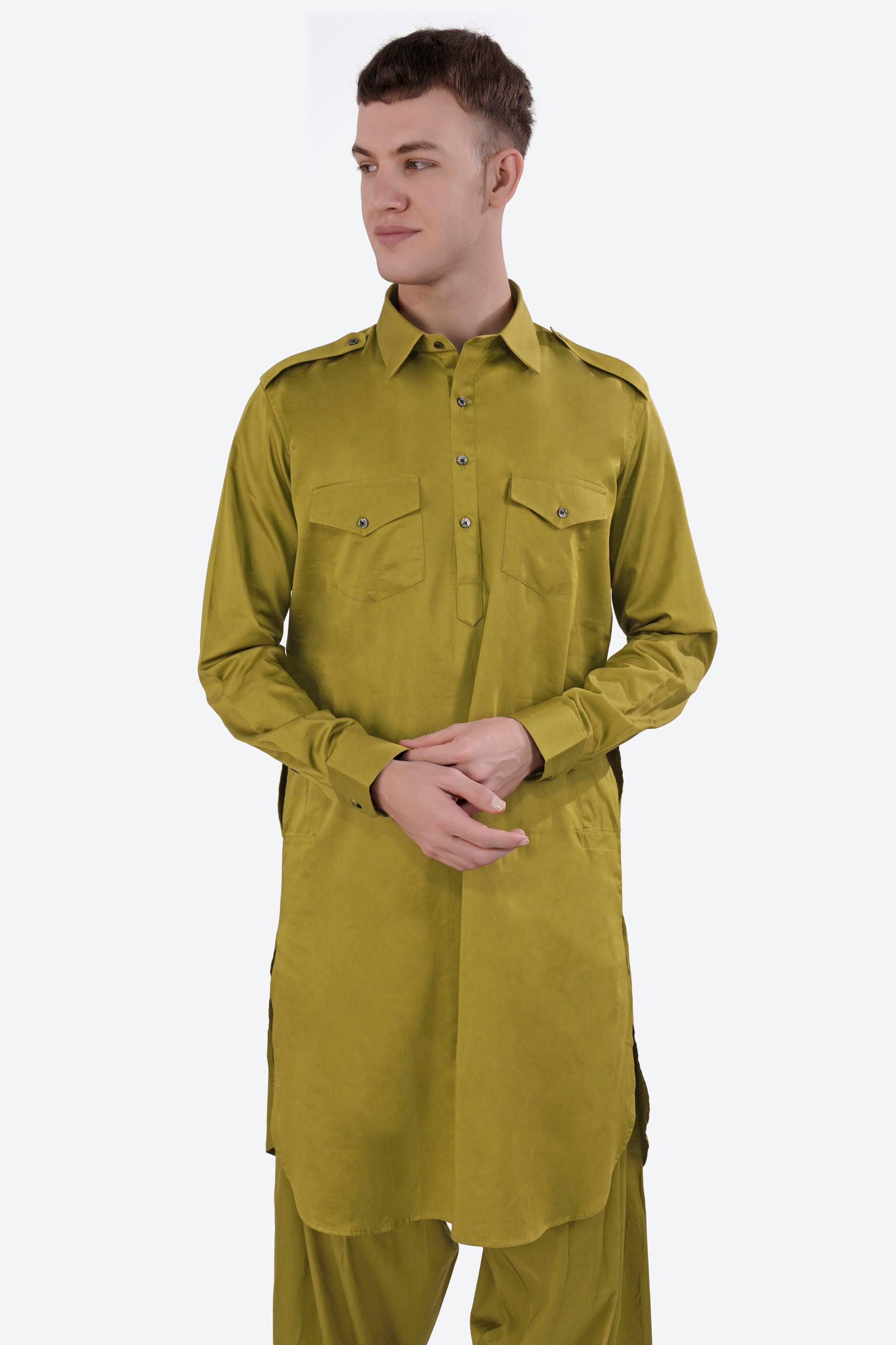 Alpine Green Subtle Sheen Super Soft Premium Cotton Pathani