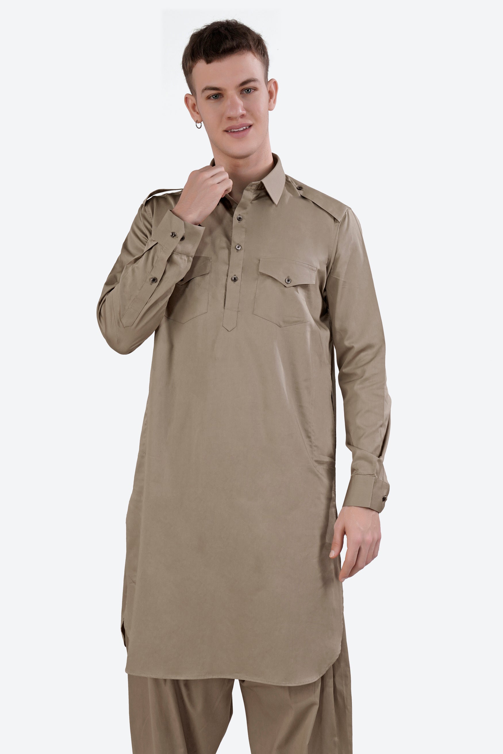 Arrowtown Brown Subtle Sheen Super Soft Premium Cotton Pathani
