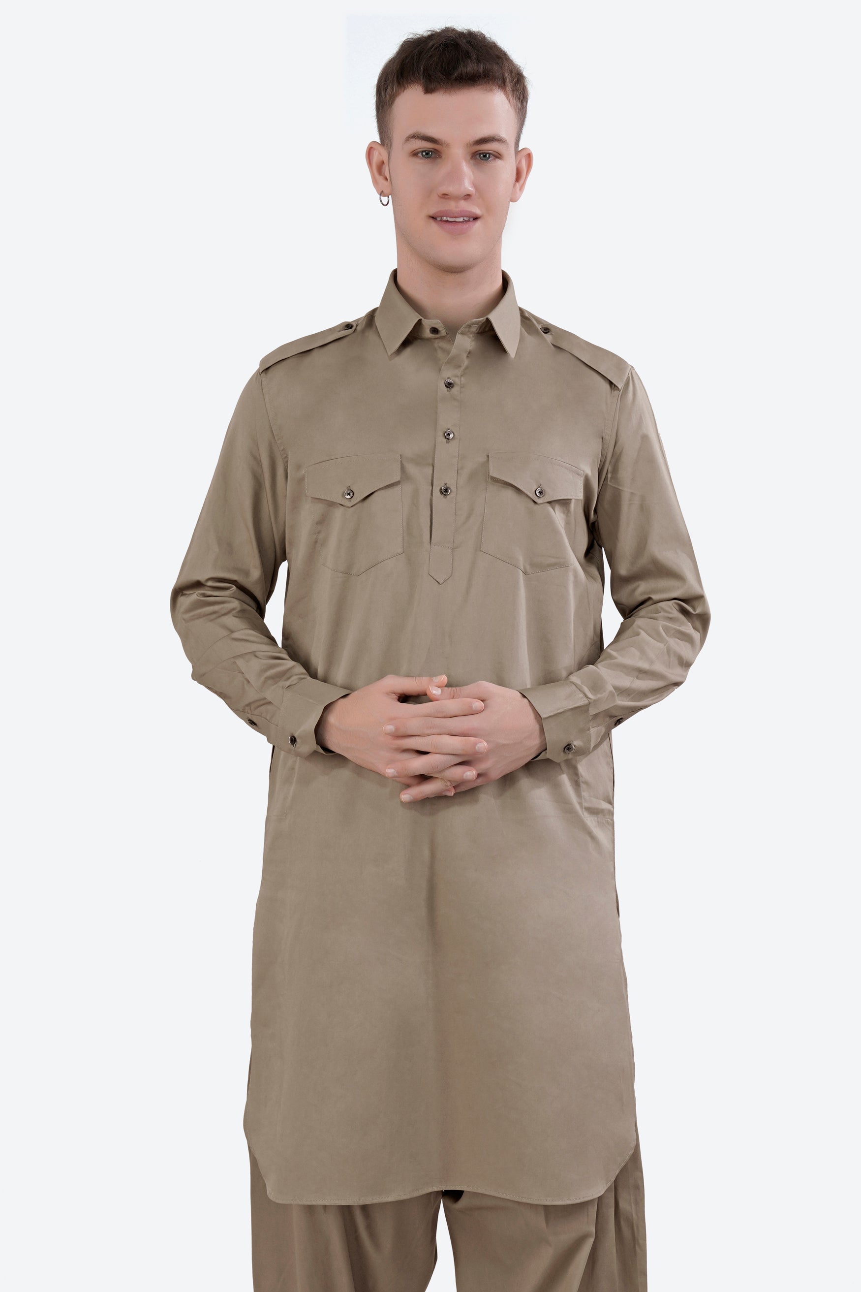 Arrowtown Brown Subtle Sheen Super Soft Premium Cotton Pathani