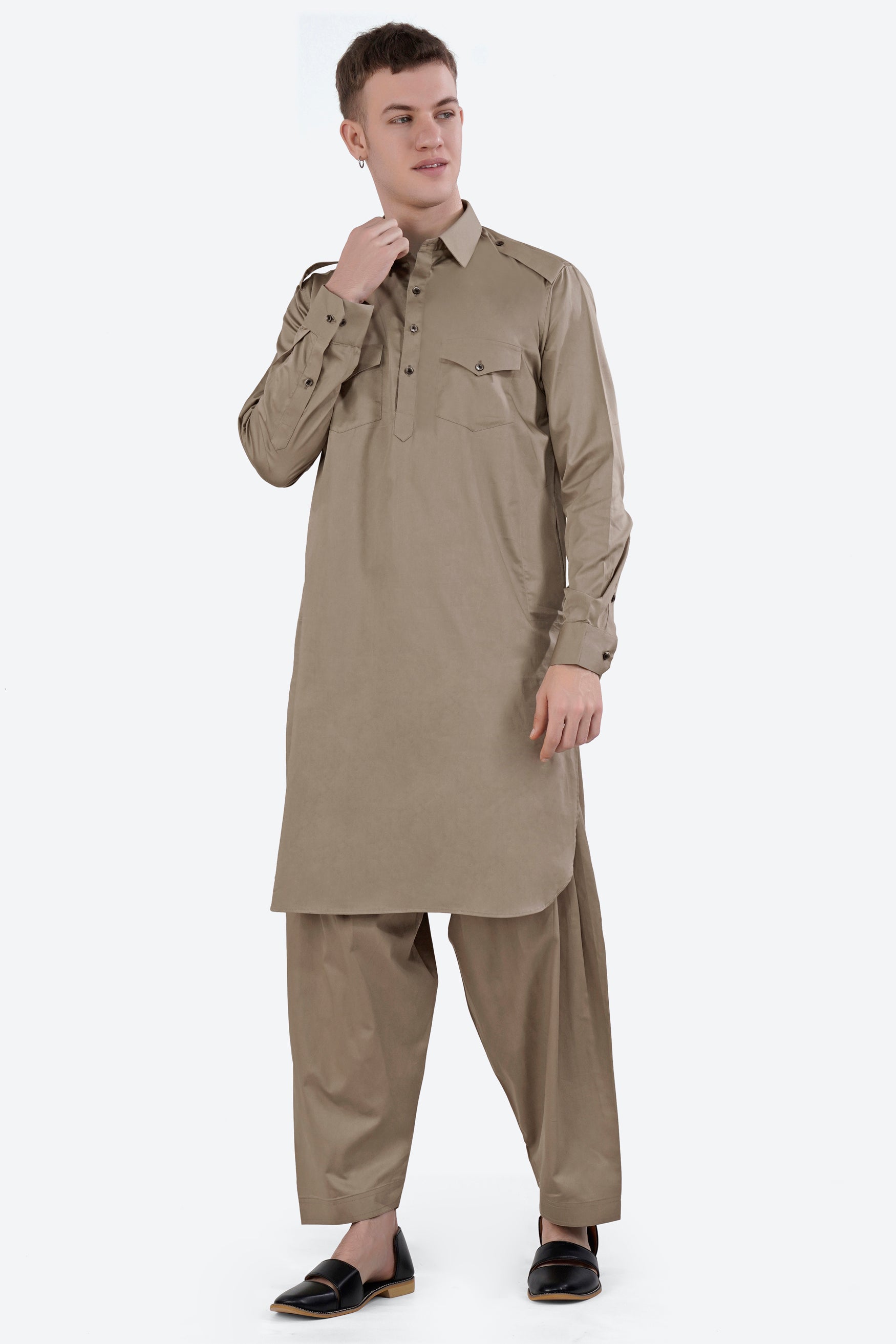 Arrowtown Brown Subtle Sheen Super Soft Premium Cotton Pathani