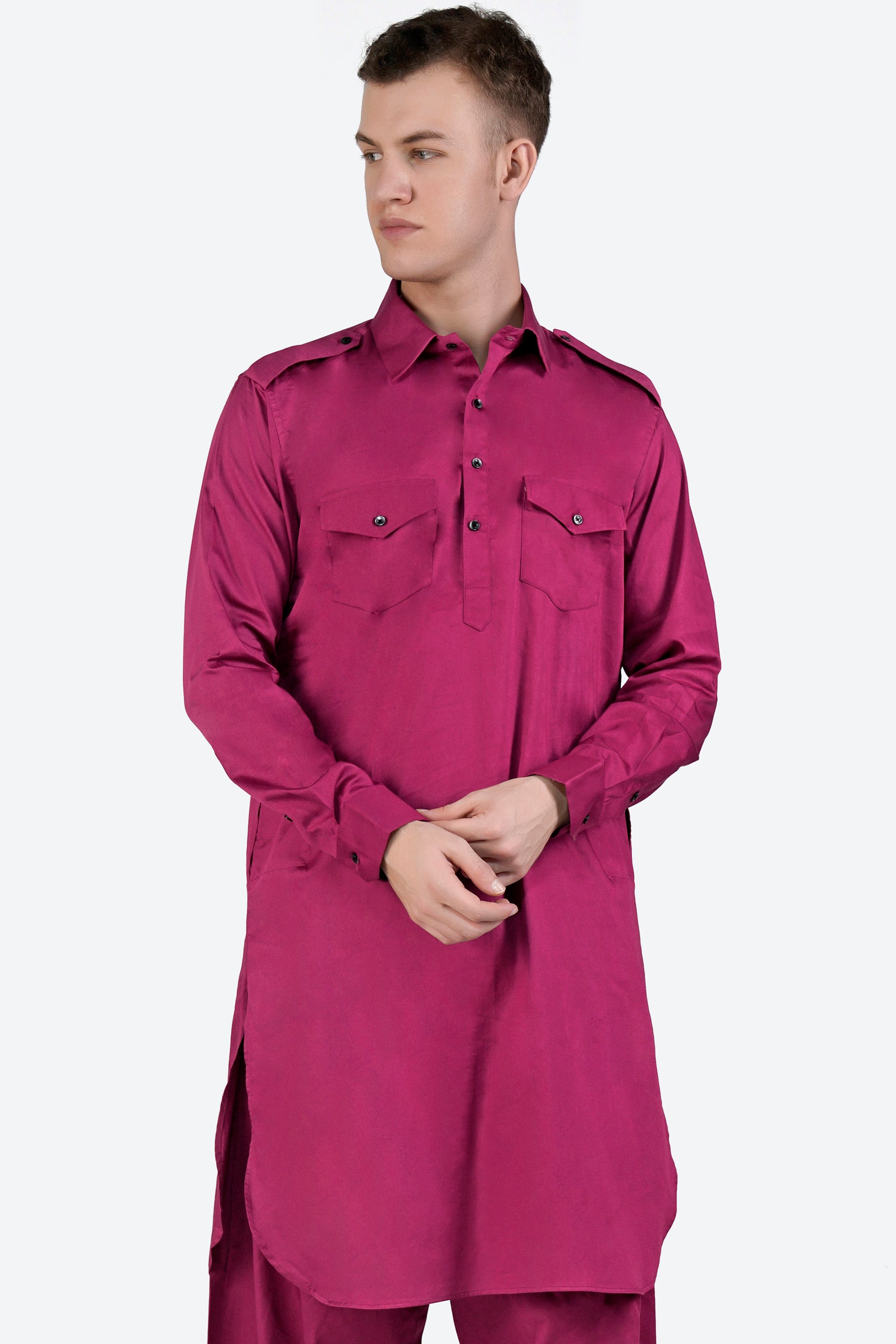 Rouge Pink Subtle Sheen Super Soft Premium Cotton Pathani