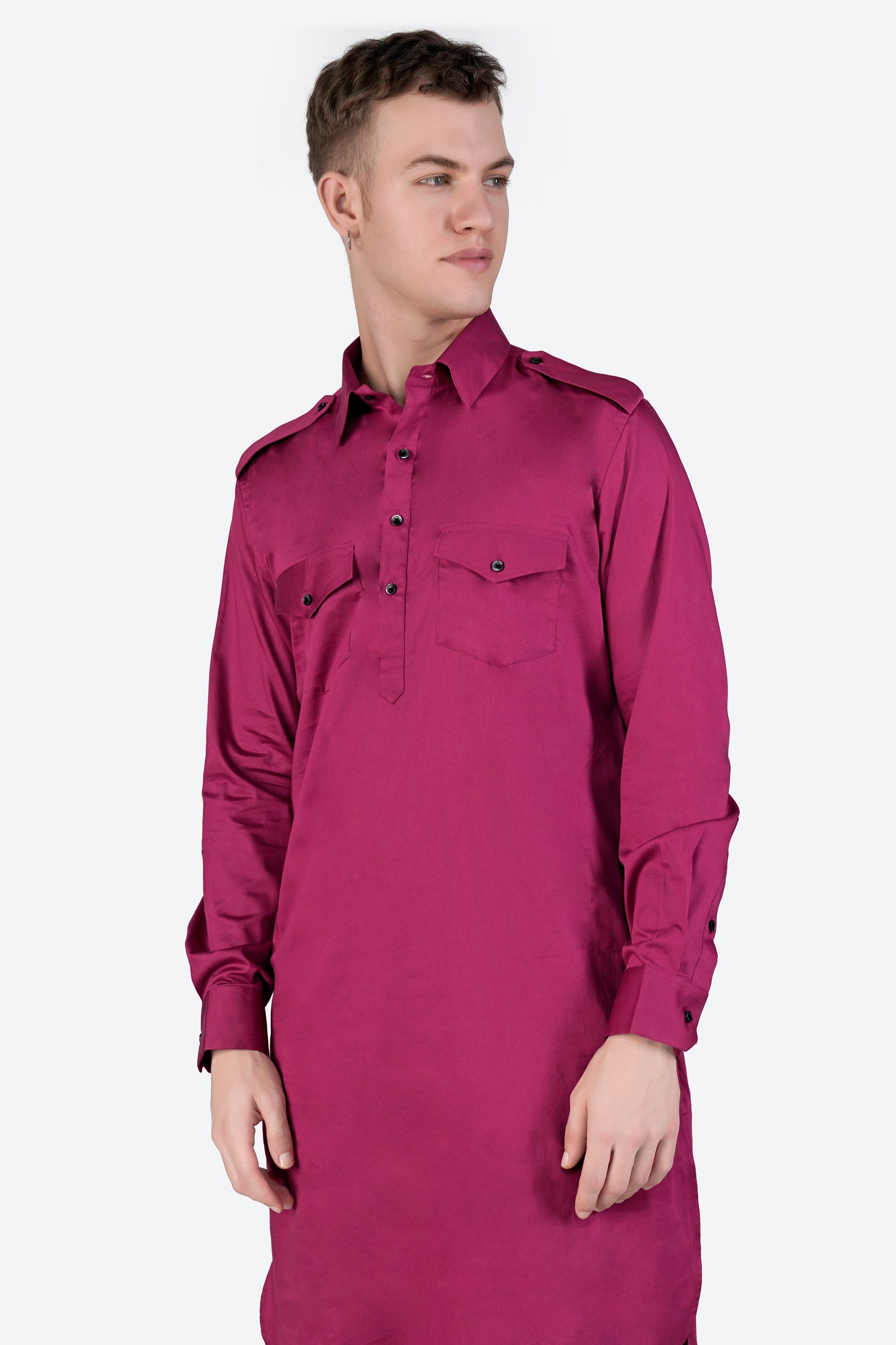 Rouge Pink Subtle Sheen Super Soft Premium Cotton Pathani