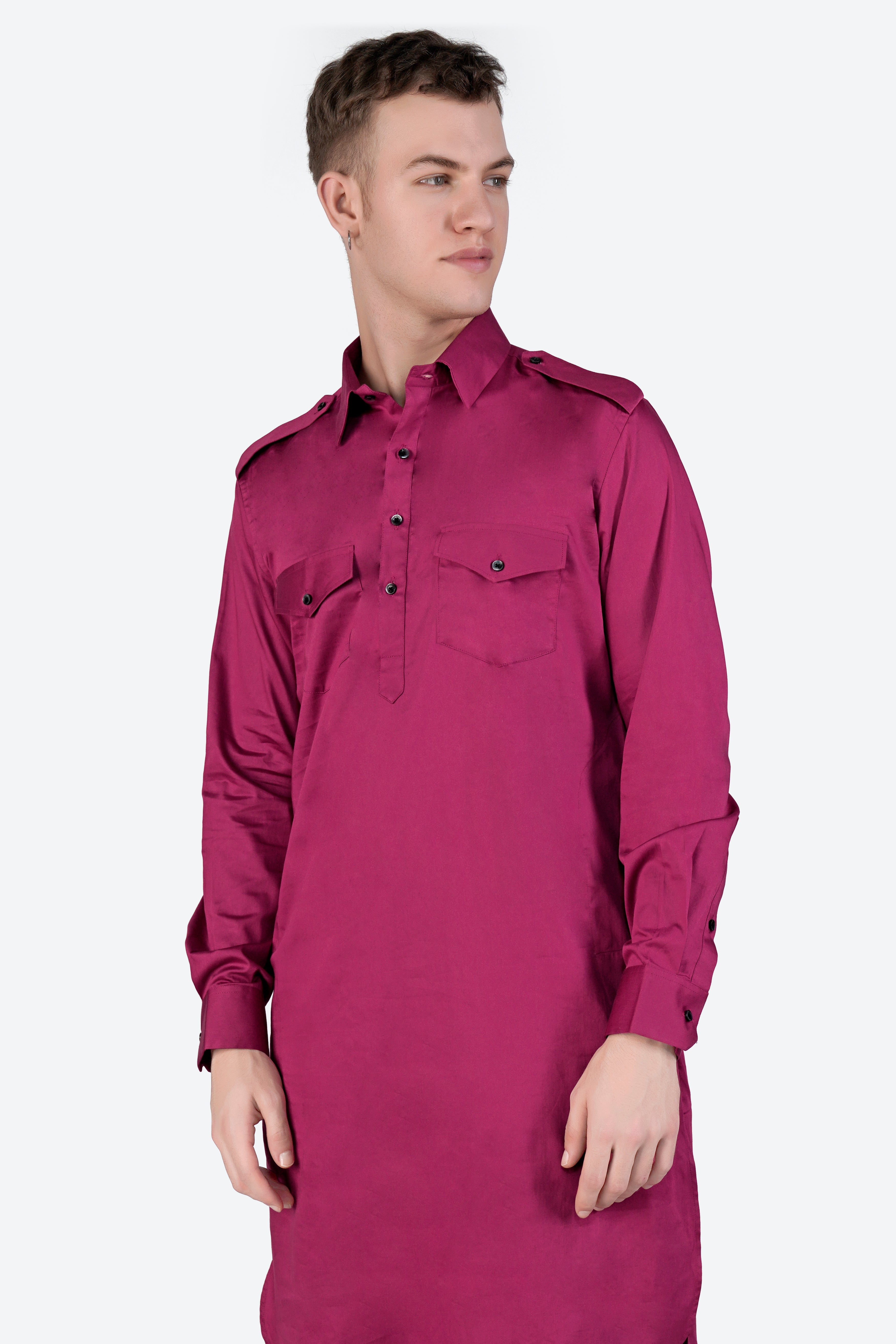 Rouge Pink Subtle Sheen Super Soft Premium Cotton Pathani Set