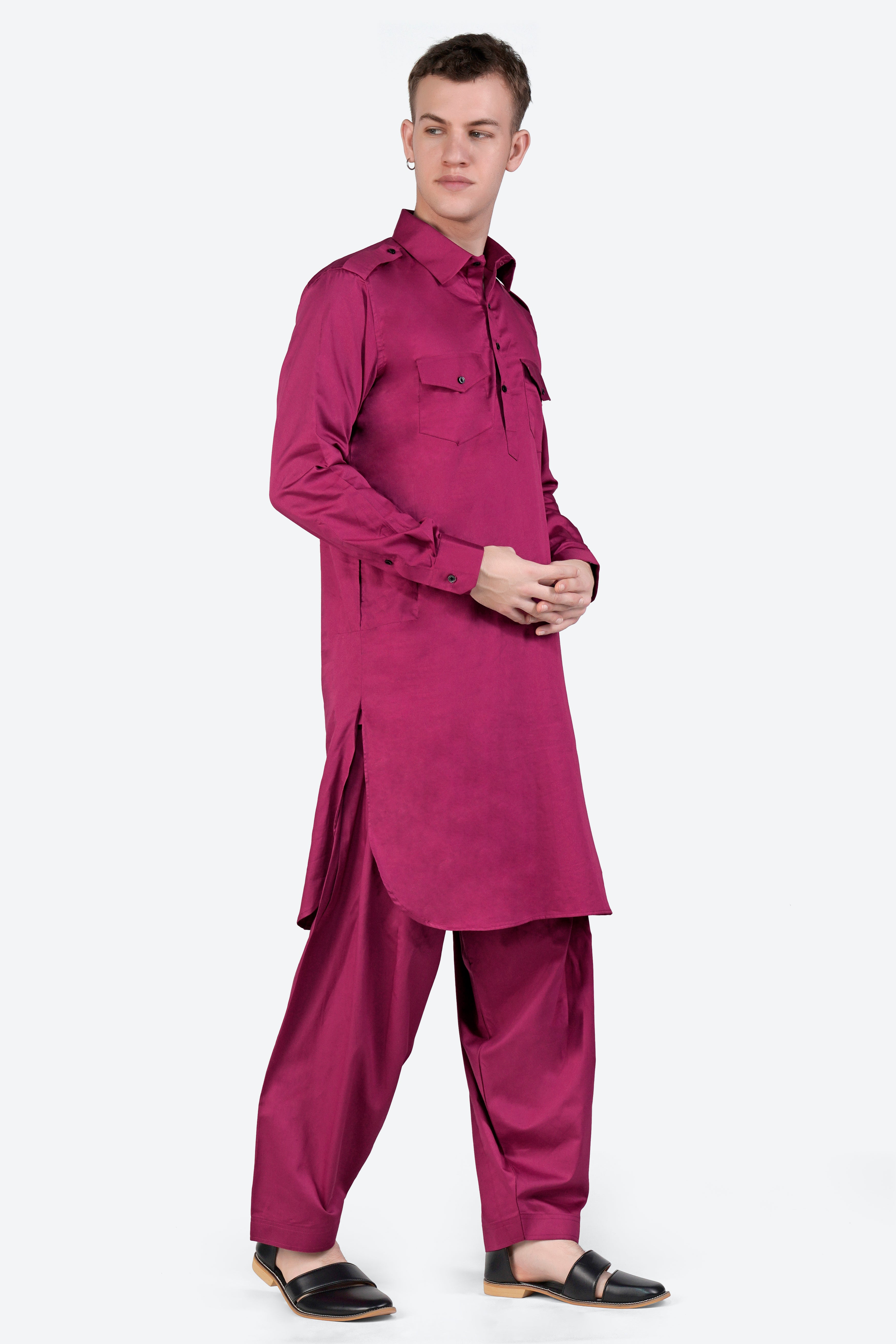 Rouge Pink Subtle Sheen Super Soft Premium Cotton Pathani Set