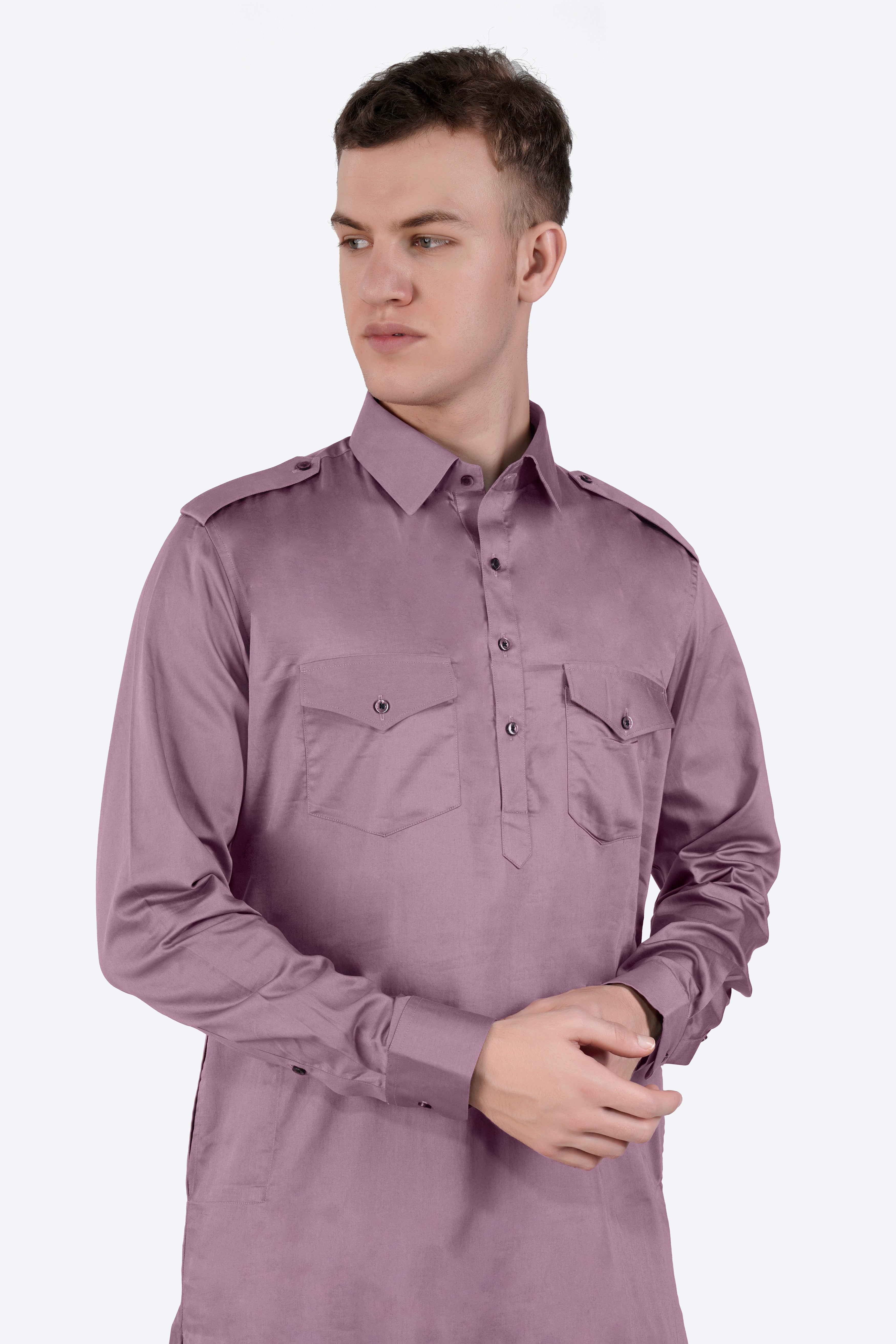 Light Mauave Purple Subtle Sheen Super Soft Premium Cotton Pathani Set