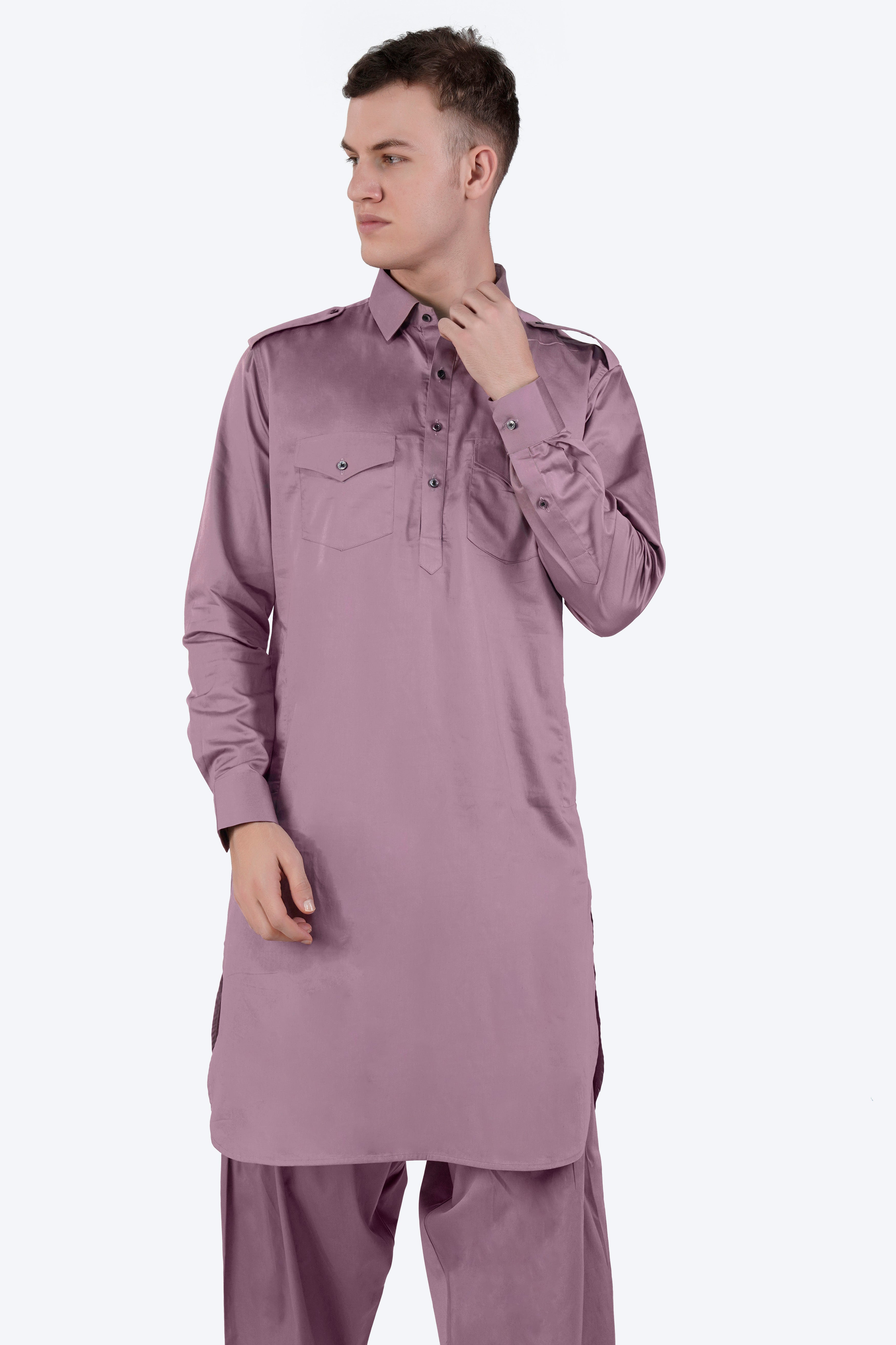 Light Mauave Purple Subtle Sheen Super Soft Premium Cotton Pathani Set