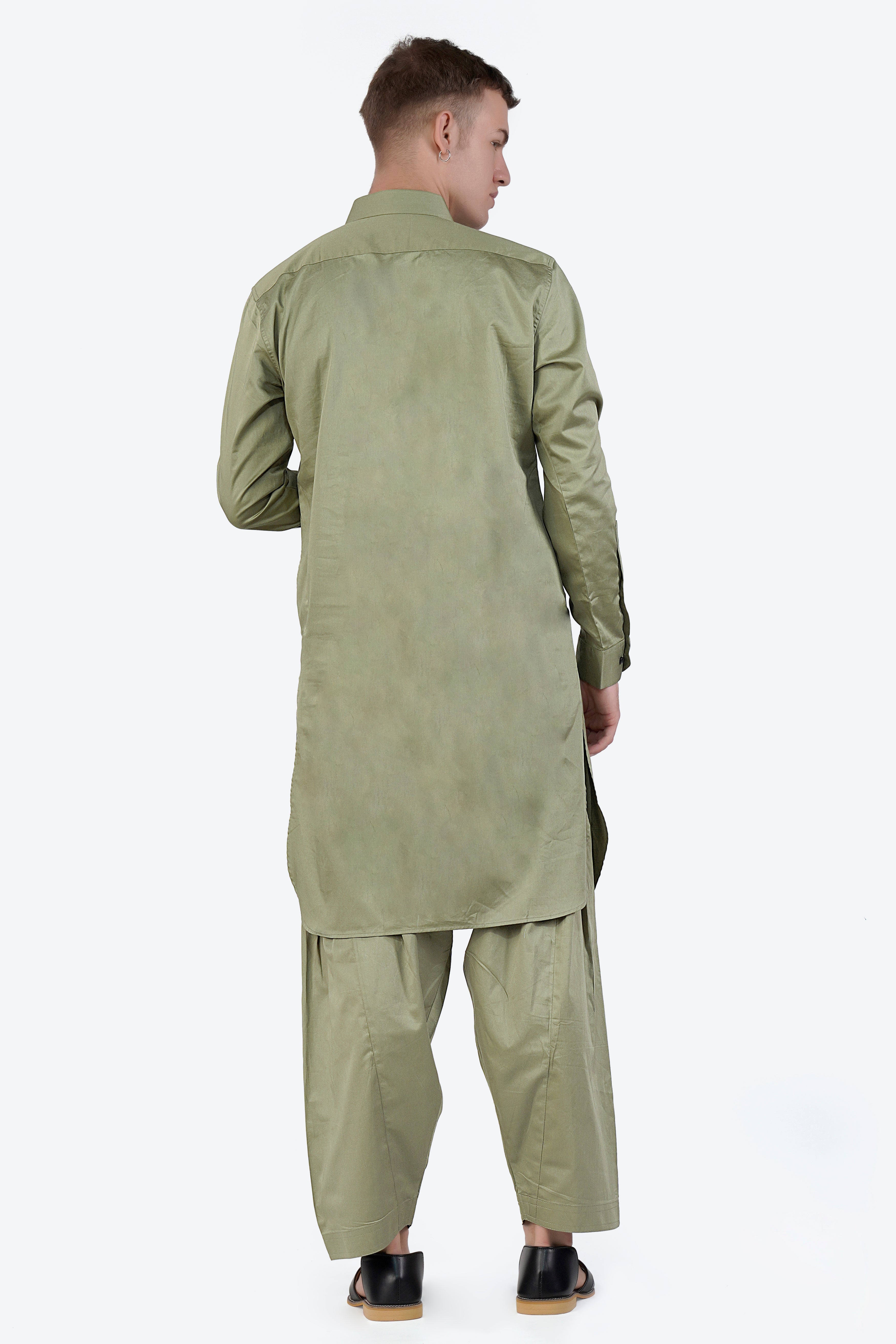 Eagle green Subtle Sheen Super Soft Premium Cotton Pathani Set