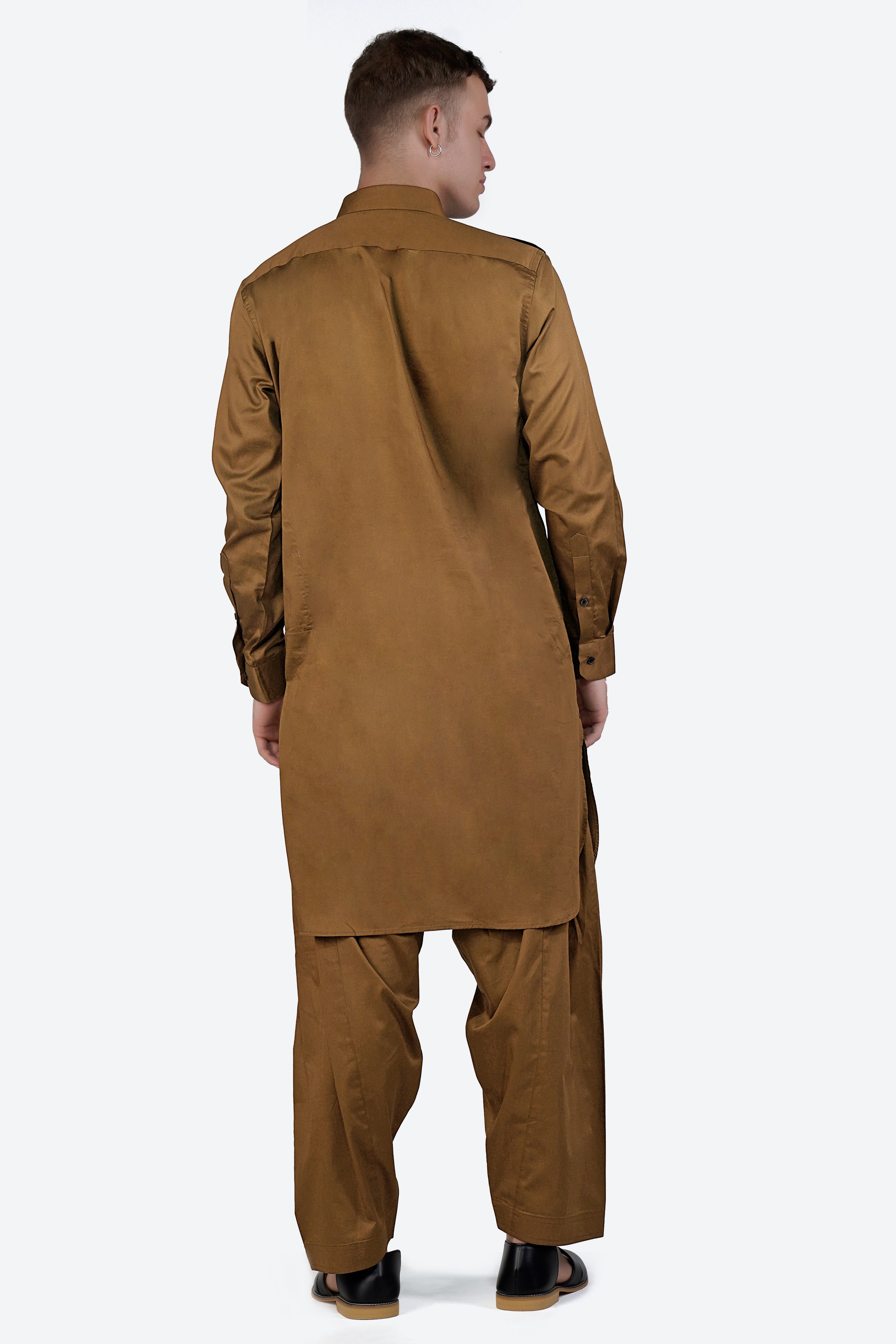 Nutmeg Brown Subtle Sheen Super Soft Premium Cotton Pathani Set