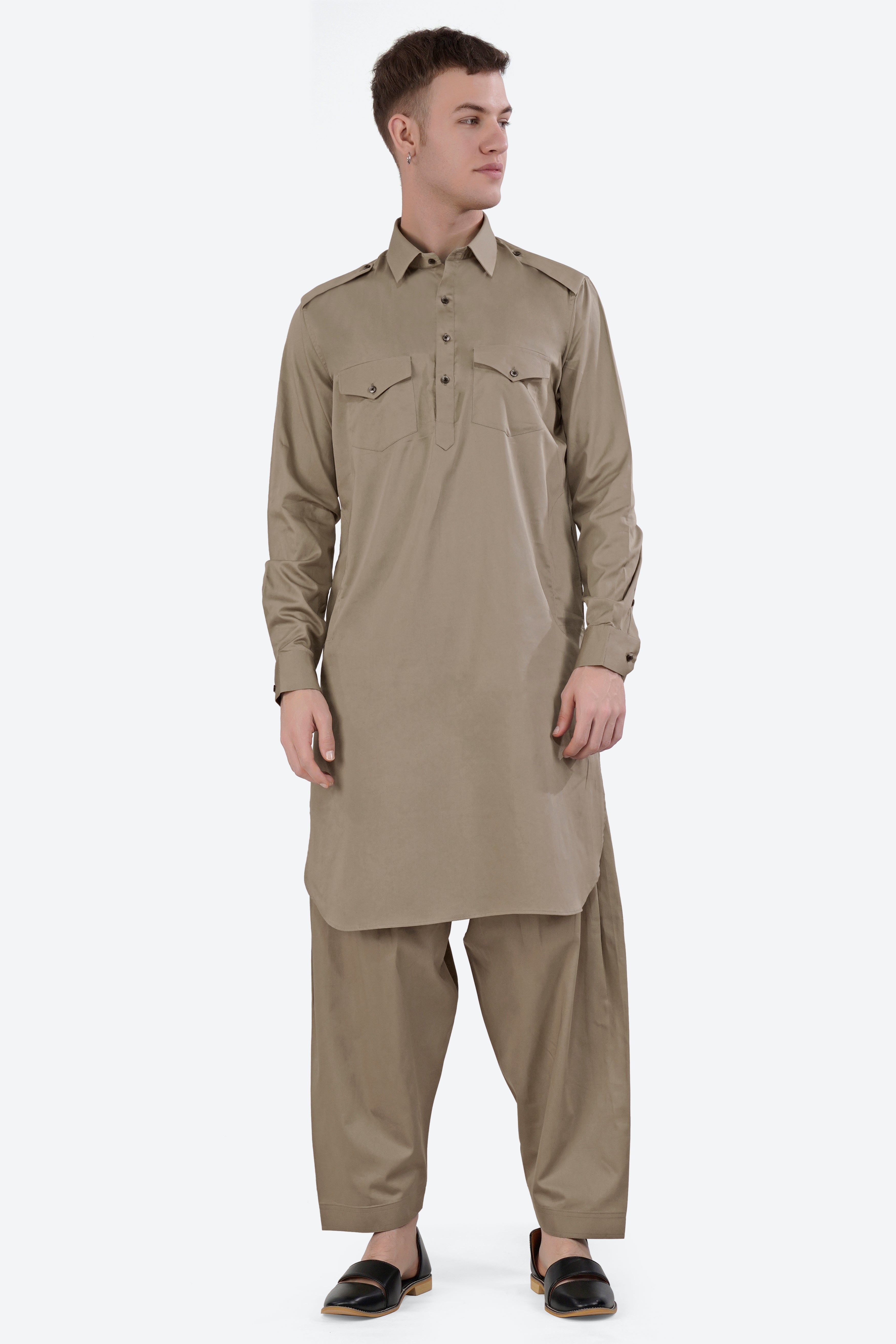 Arrowtown Brown Subtle Sheen Super Soft Premium Cotton Pathani Set