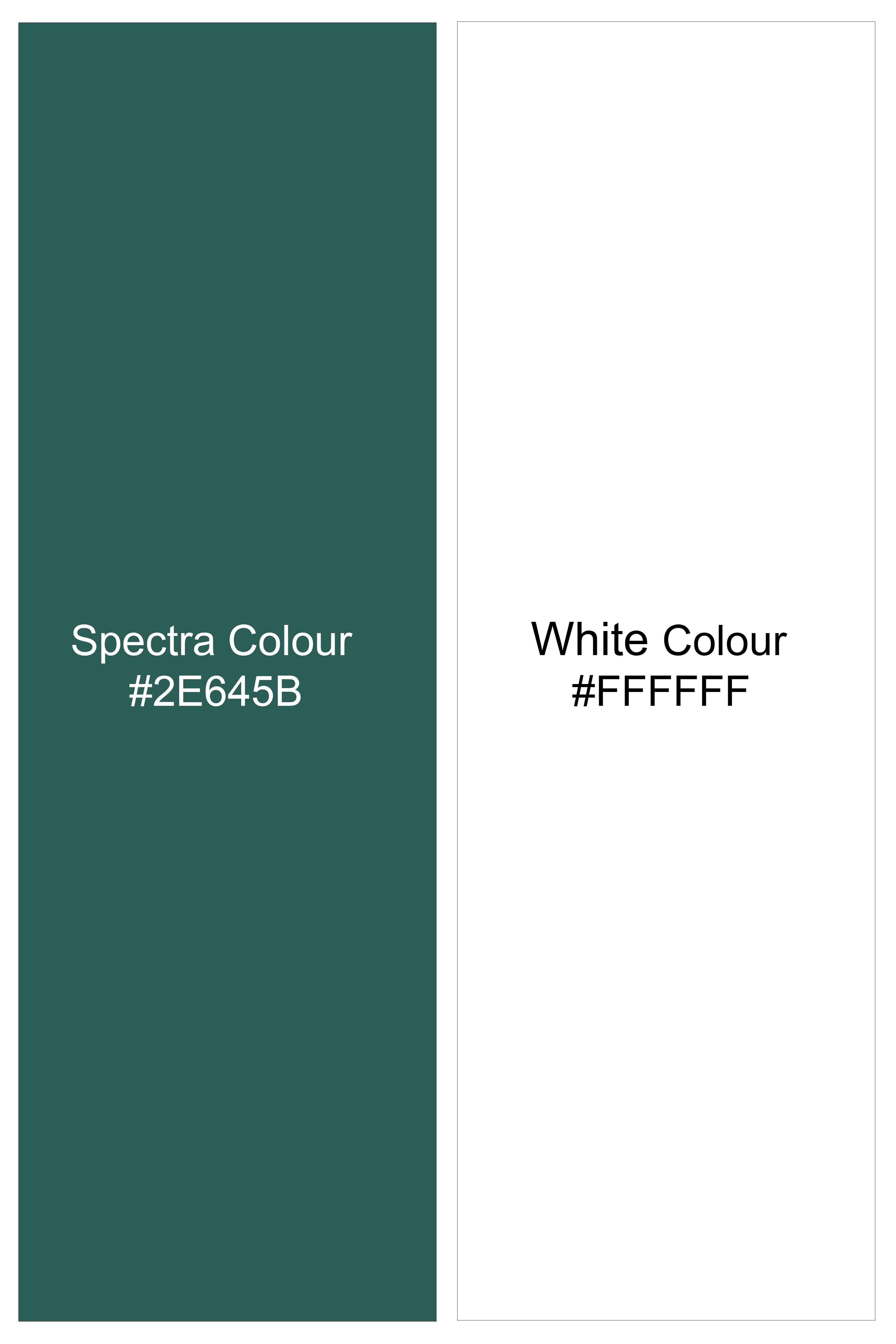 Virenza-Bright White With Spectra Green Ditsy Printed Super Soft Premium Cotton Semi Formal Shirt