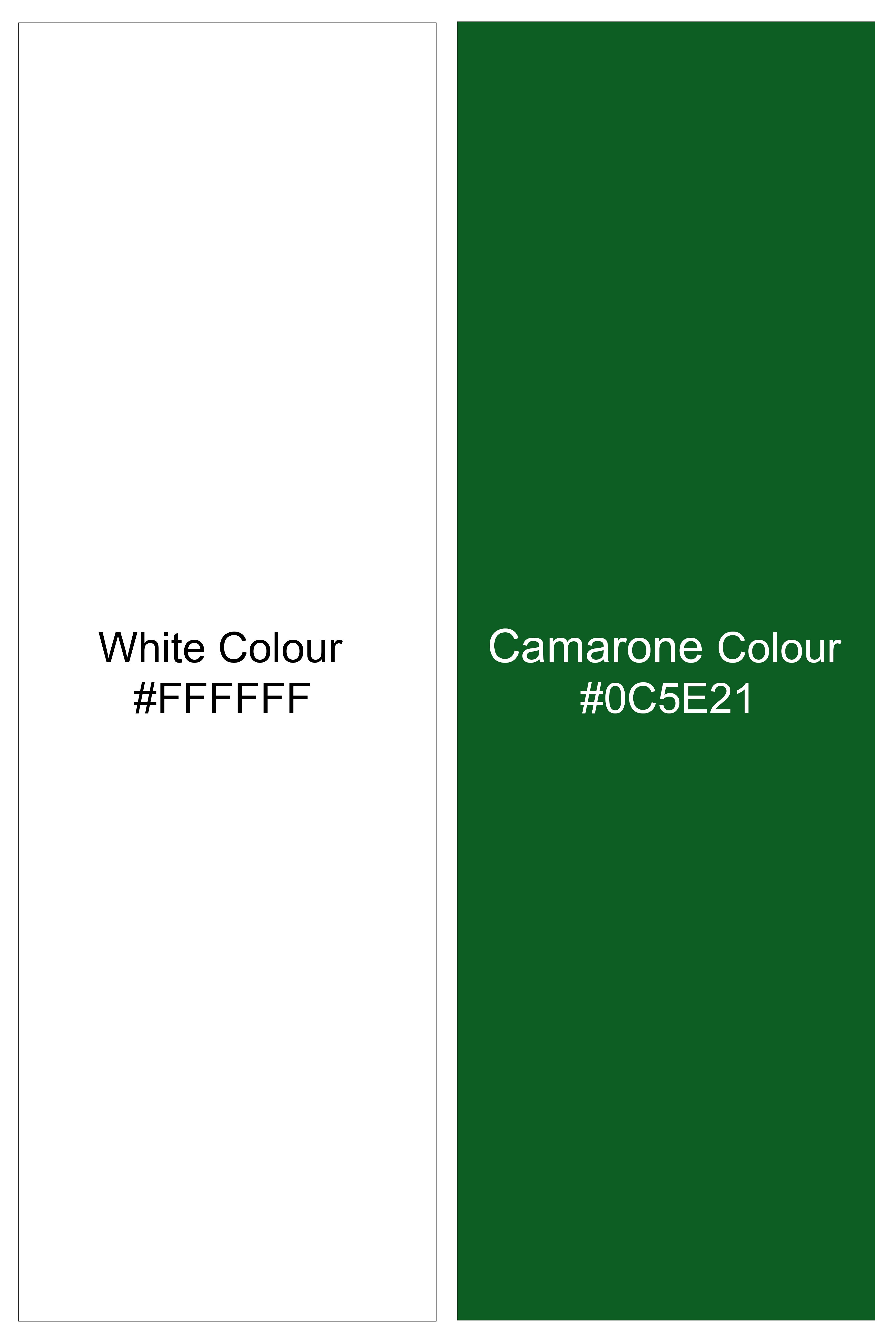 Verdoro-Bright White And Camarone Green Pin Striped Subtle Sheen Super Soft Premium Cotton Dress Shirt