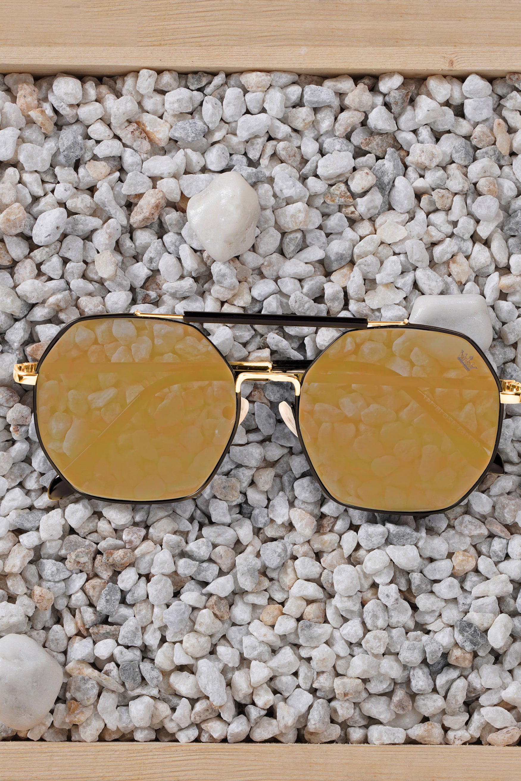 Golden French Crown Oval-Shaped Unisex Sunglasses
