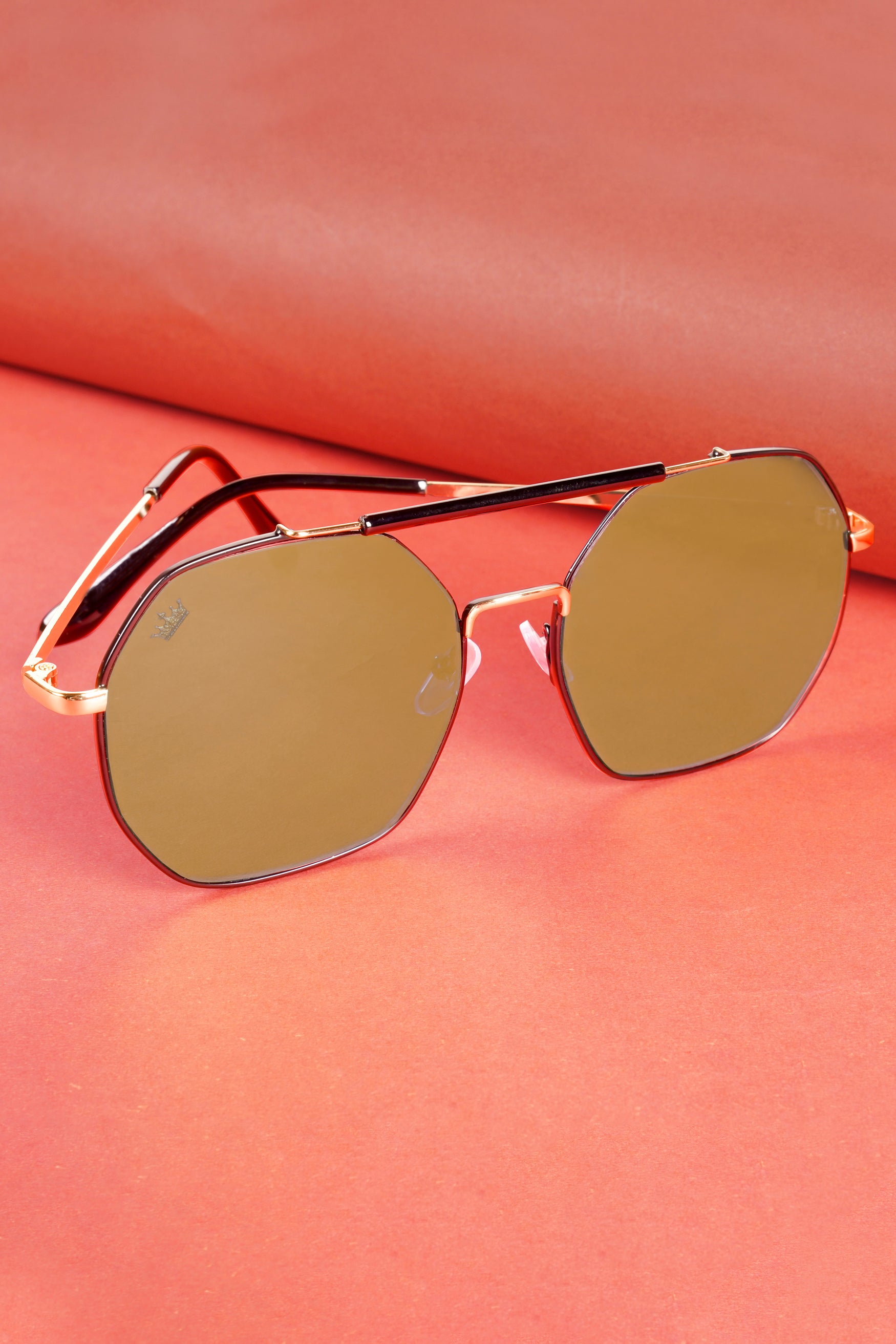 Golden French Crown Oval-Shaped Unisex Sunglasses