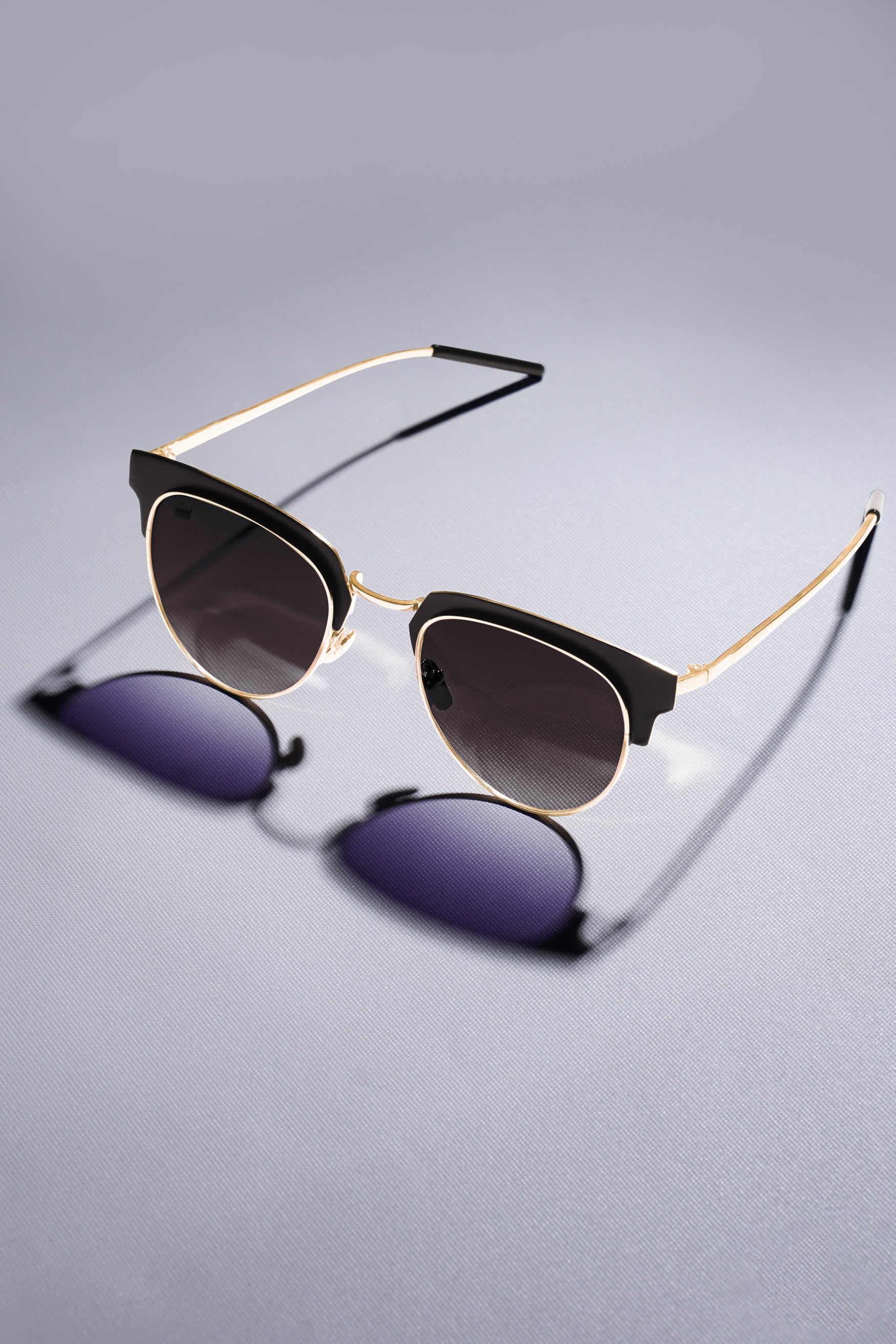 Charcoal Gray French Crown Clubmaster Unisex Sunglasses
