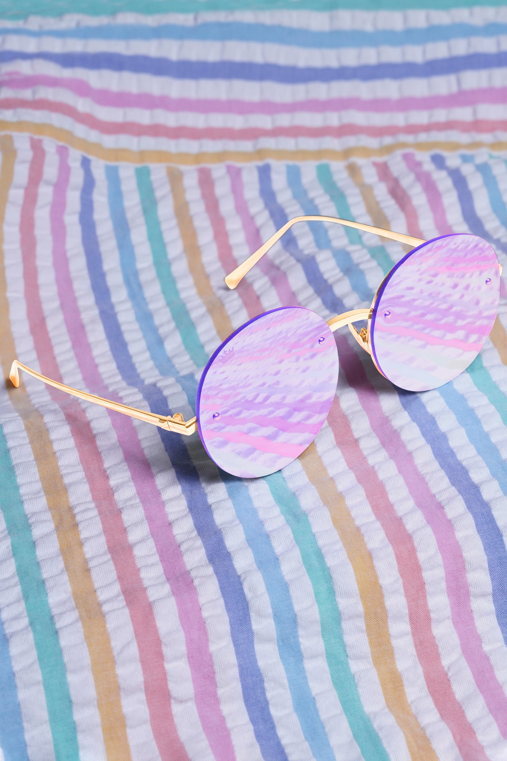 Twitch Purple French Crown Rimless Unisex Sunglasses