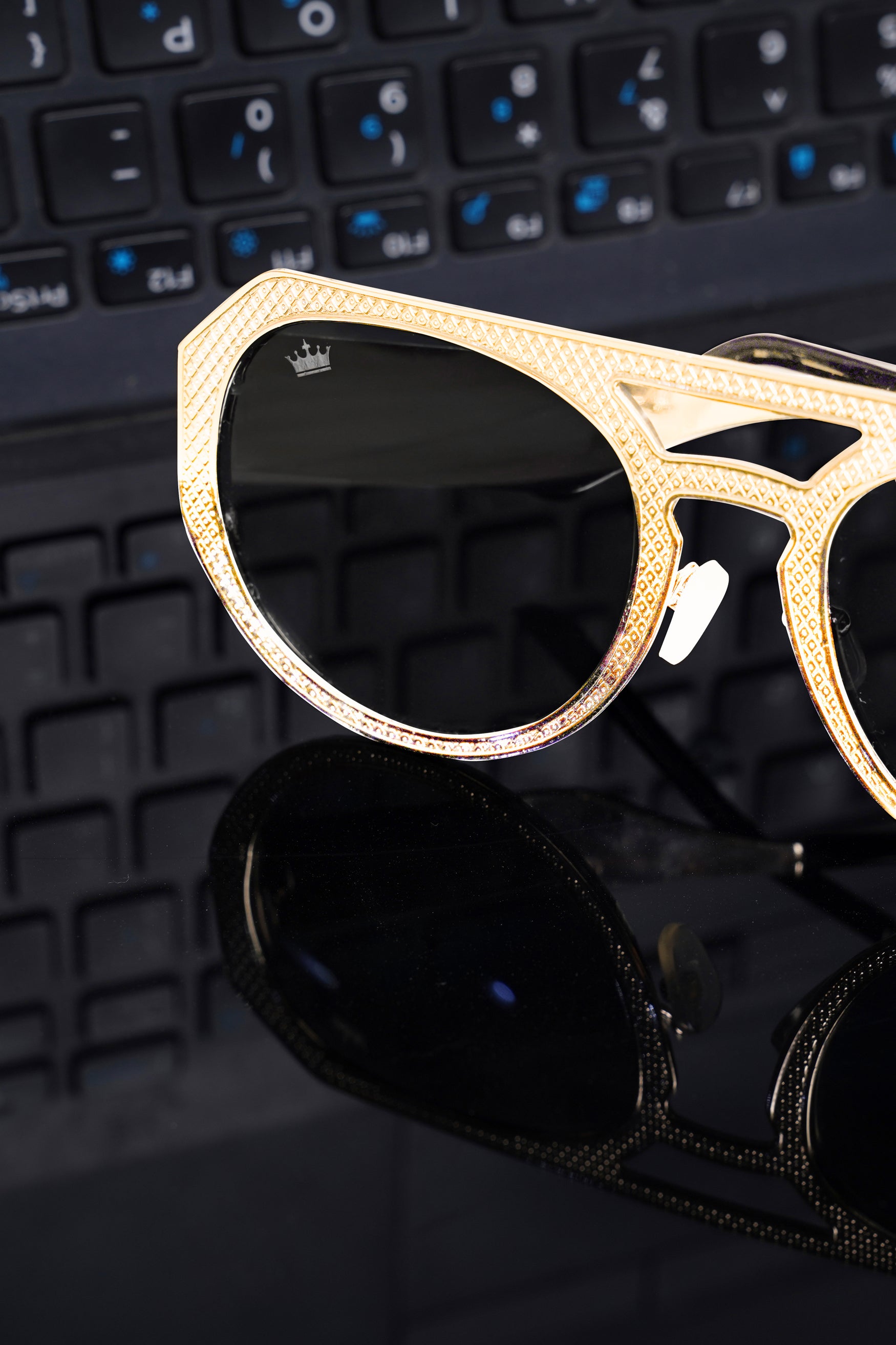 Coal Black French Crown Full Rim Unisex Sunglasses