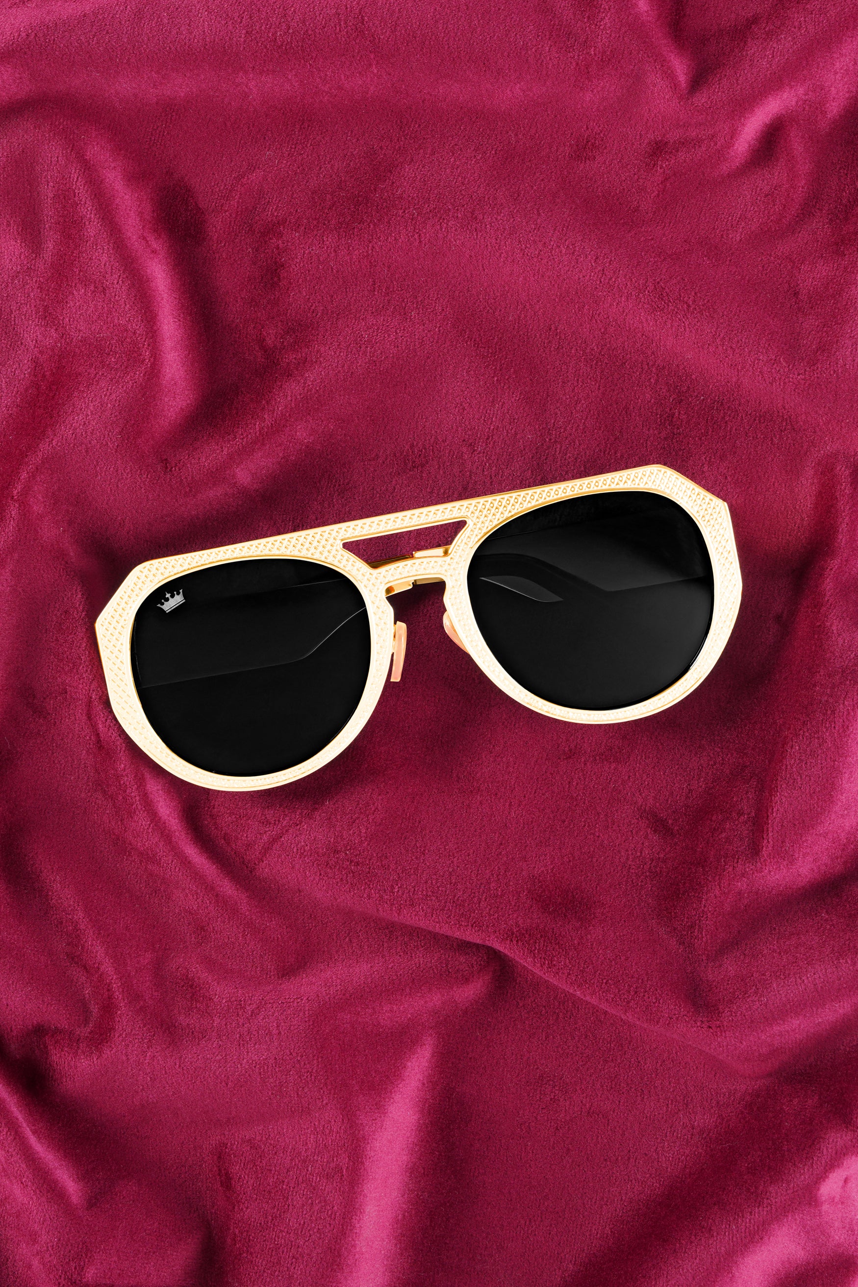 Coal Black French Crown Full Rim Unisex Sunglasses