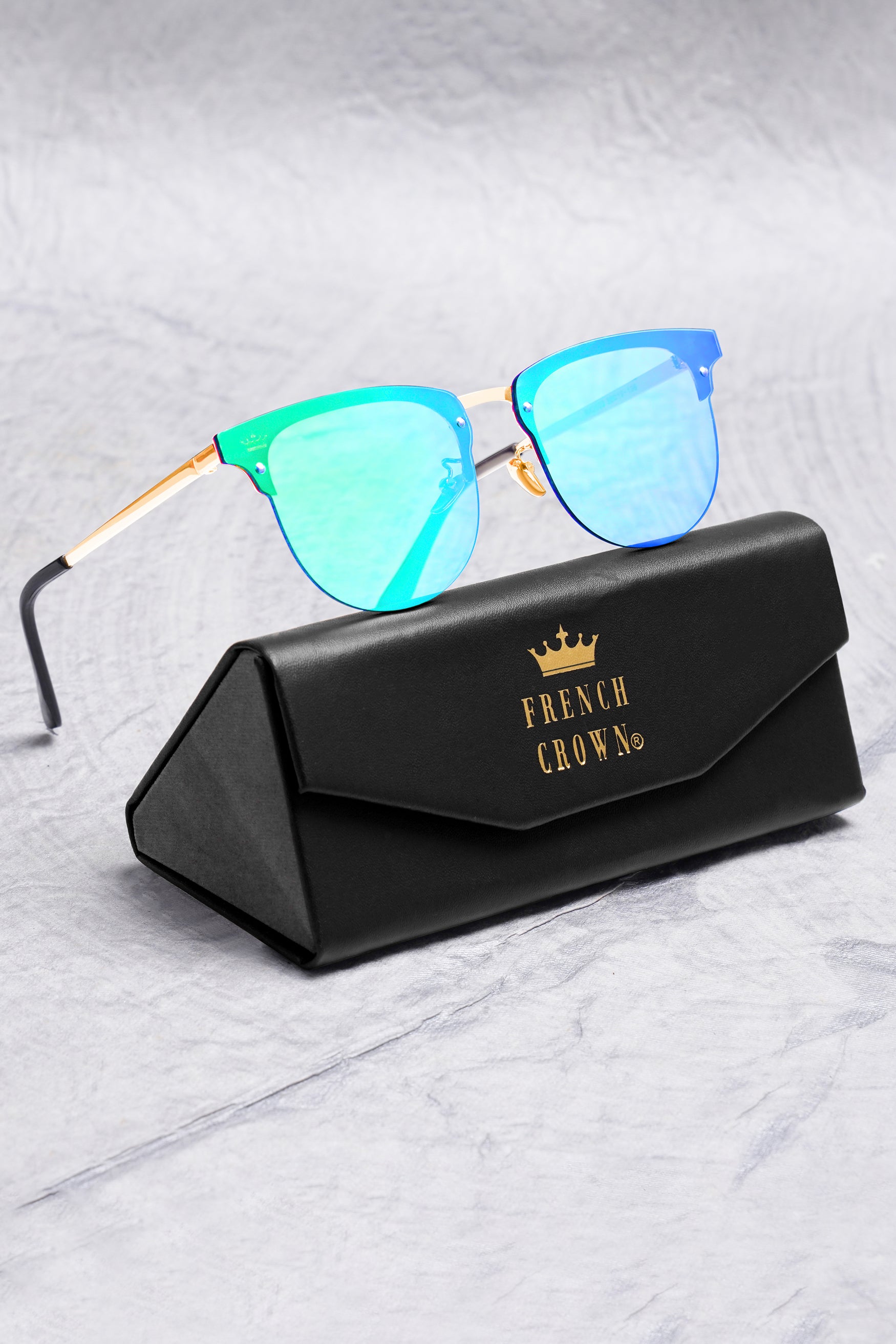 Teal Blue French Crown Wayfarer Unisex Sunglasses