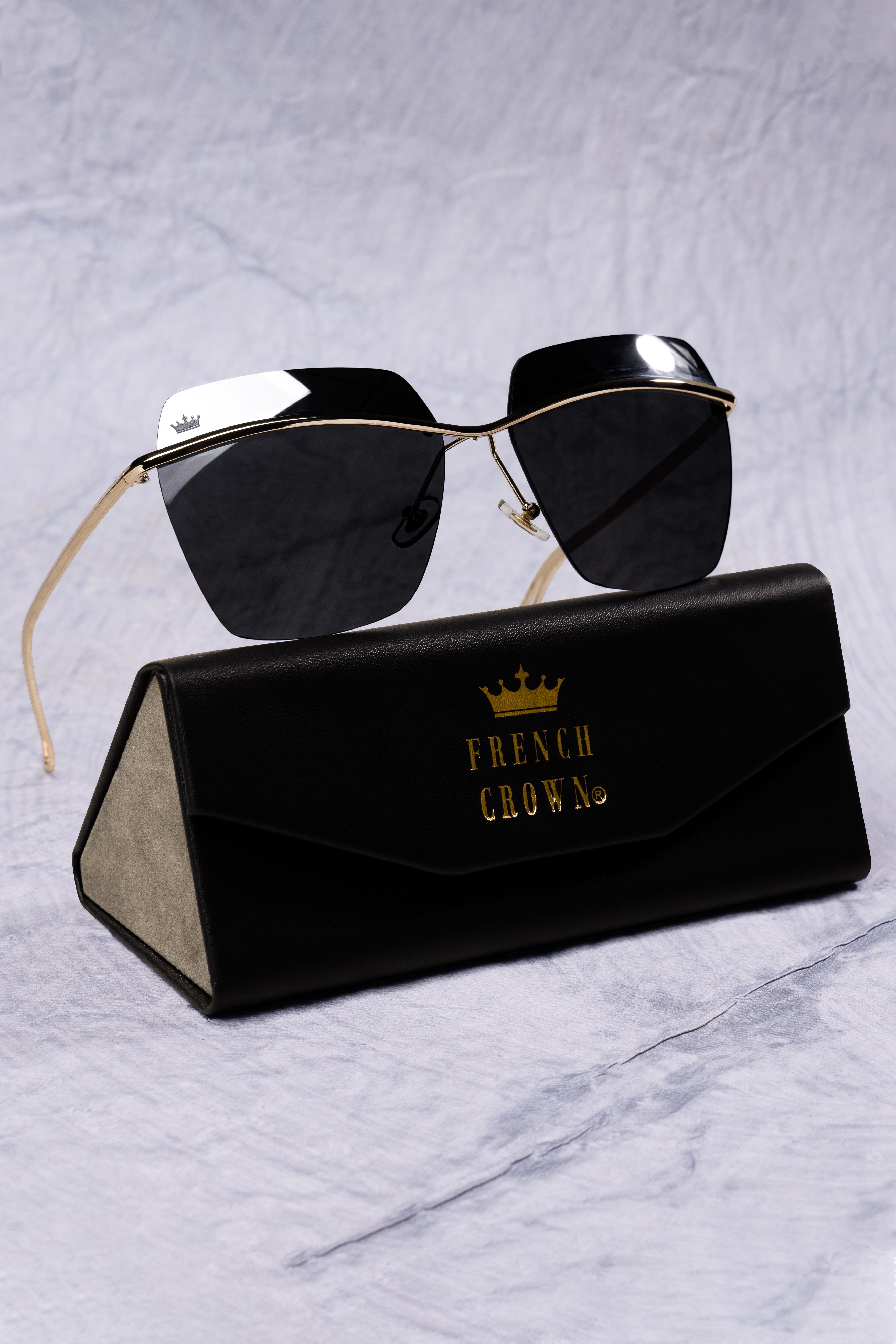 Spider Black French Crown Rimless Unisex Sunglasses