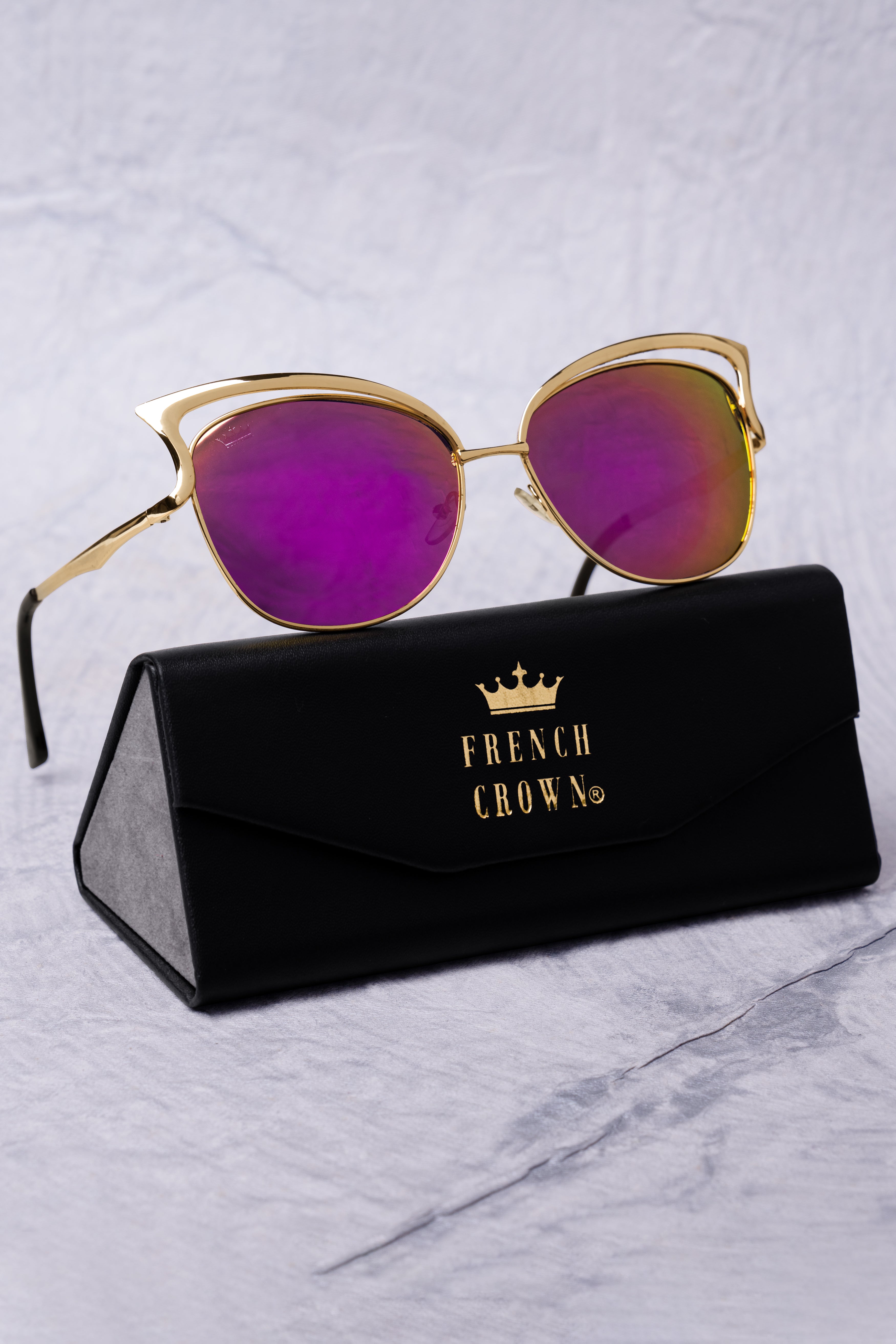 Fuscia Pink French Crown Cat Eye Women’S Sunglasses