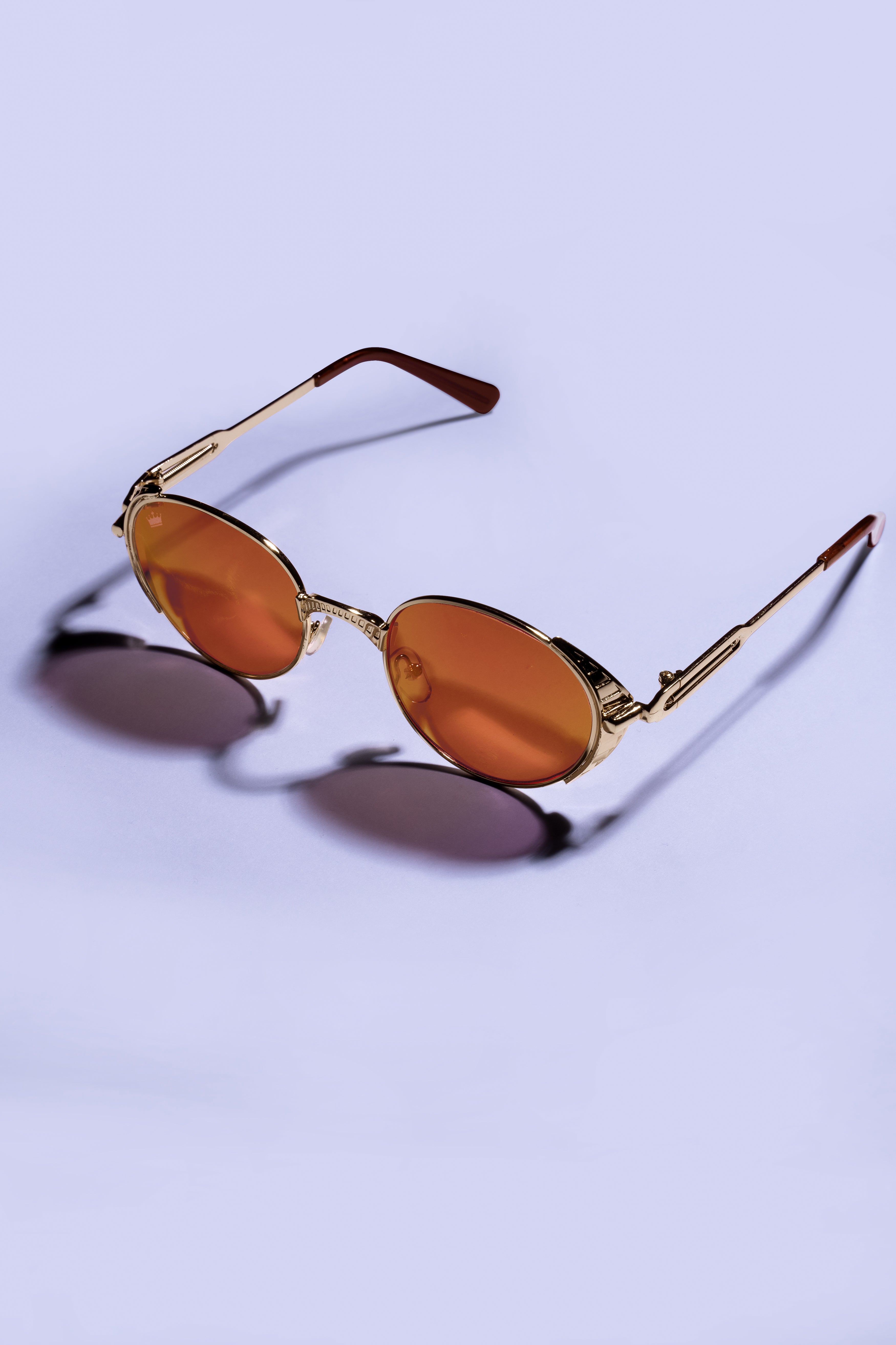 Golden Magenta French Crown Round Women’S Sunglasses