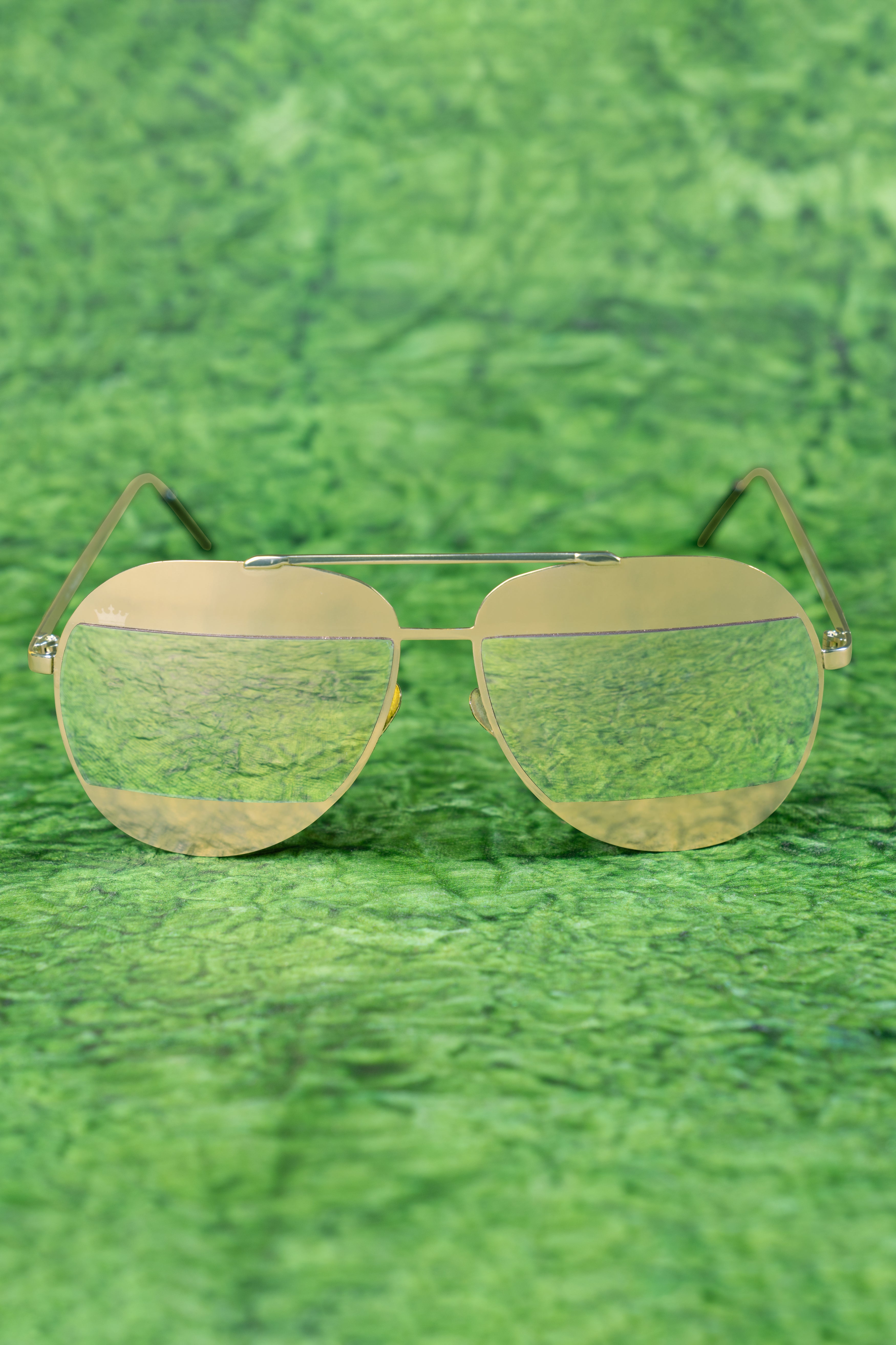 Metallic Gold Dior Split French Crown Aviator Unisex Sunglasses