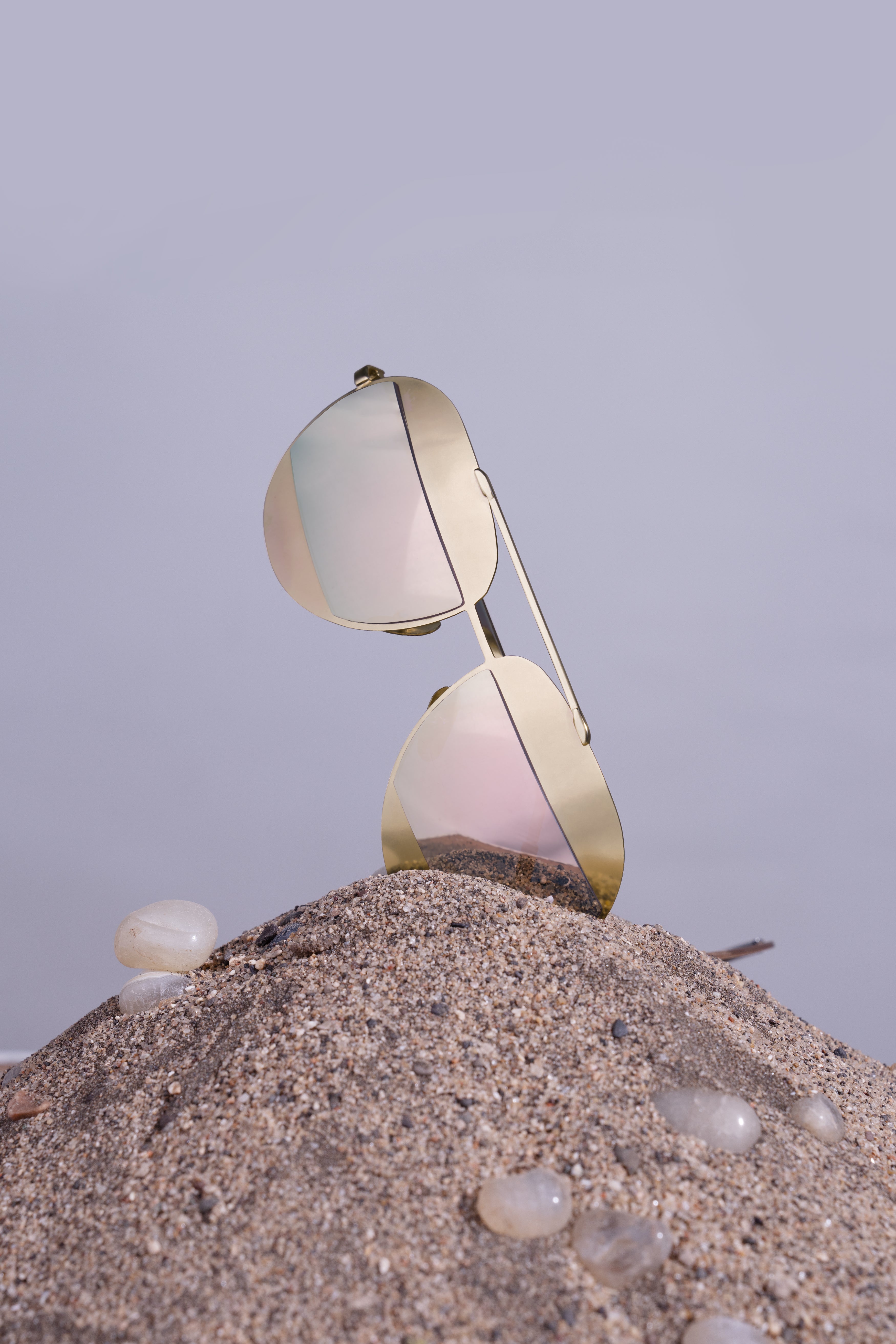 Metallic Gold Dior Split French Crown Aviator Unisex Sunglasses